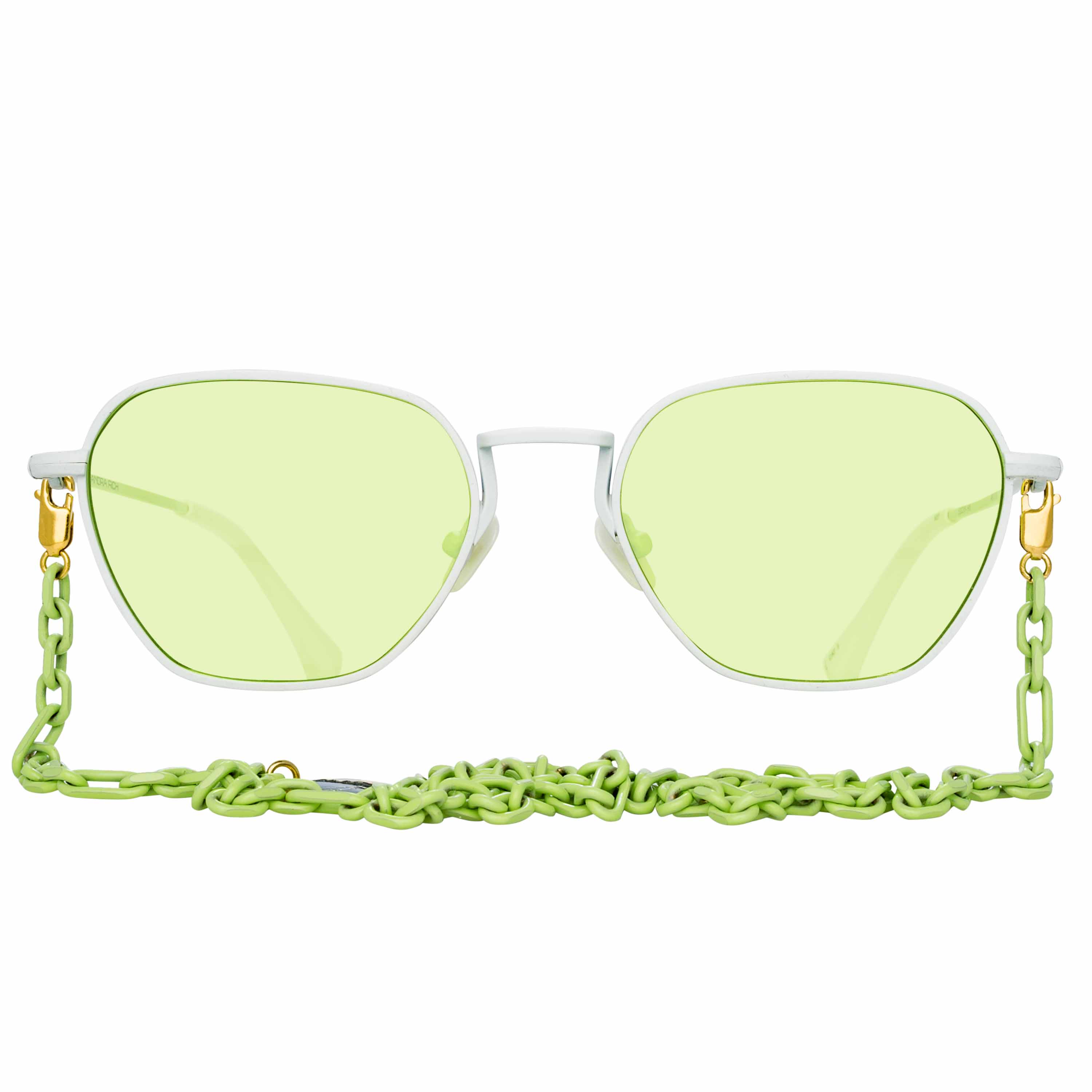 Alessandra Rich Ladies Rectangular Green Sunglasses - Image 2