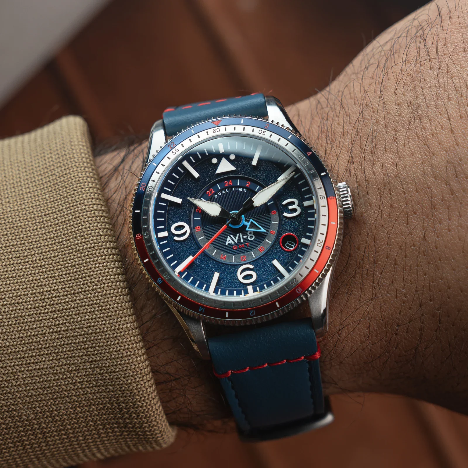 AVI-8 Airmaster GMT Men's Blue Automatic Watch - Image 2