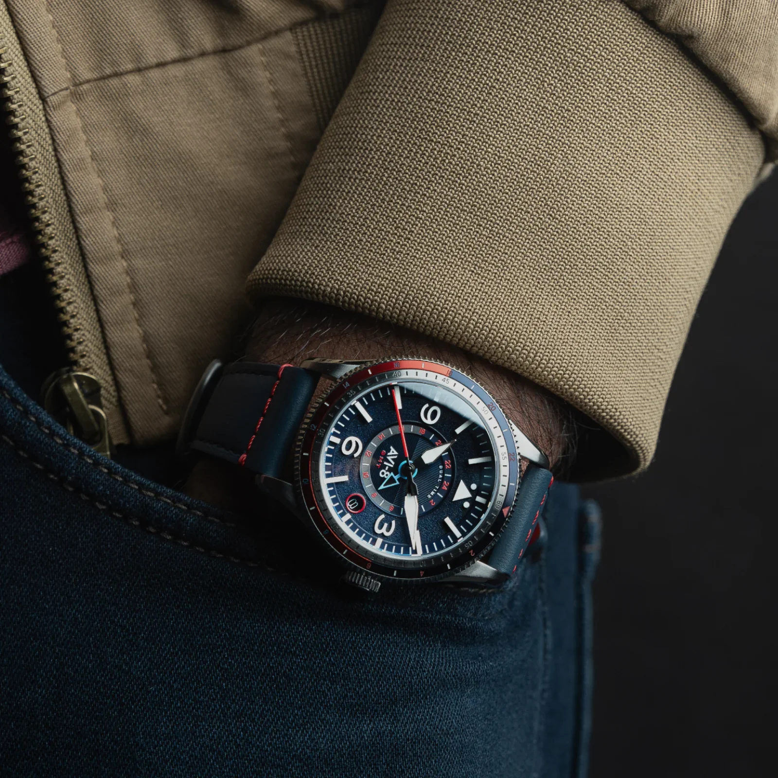 AVI-8 Airmaster GMT Men's Blue Automatic Watch - Image 4