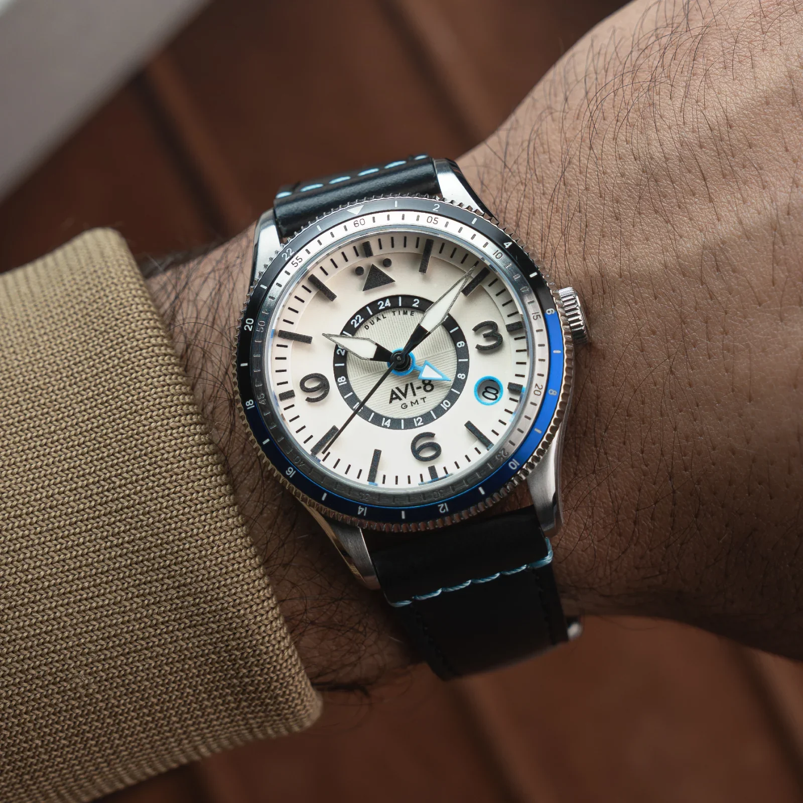 AVI-8 Flyboy Airmaster GMT Men's Silver White Automatic Watch - Image 2