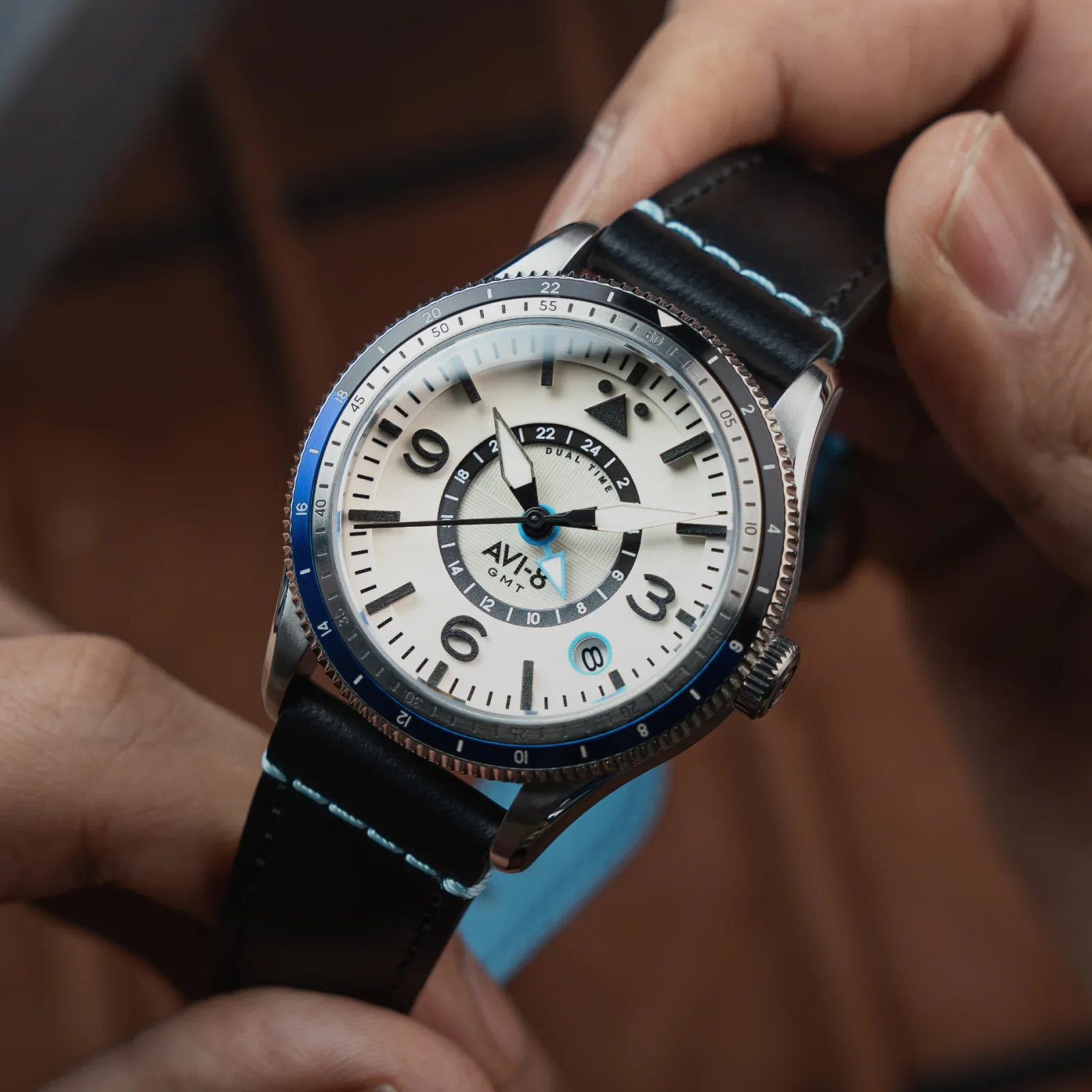 AVI-8 Flyboy Airmaster GMT Men's Silver White Automatic Watch - Image 8