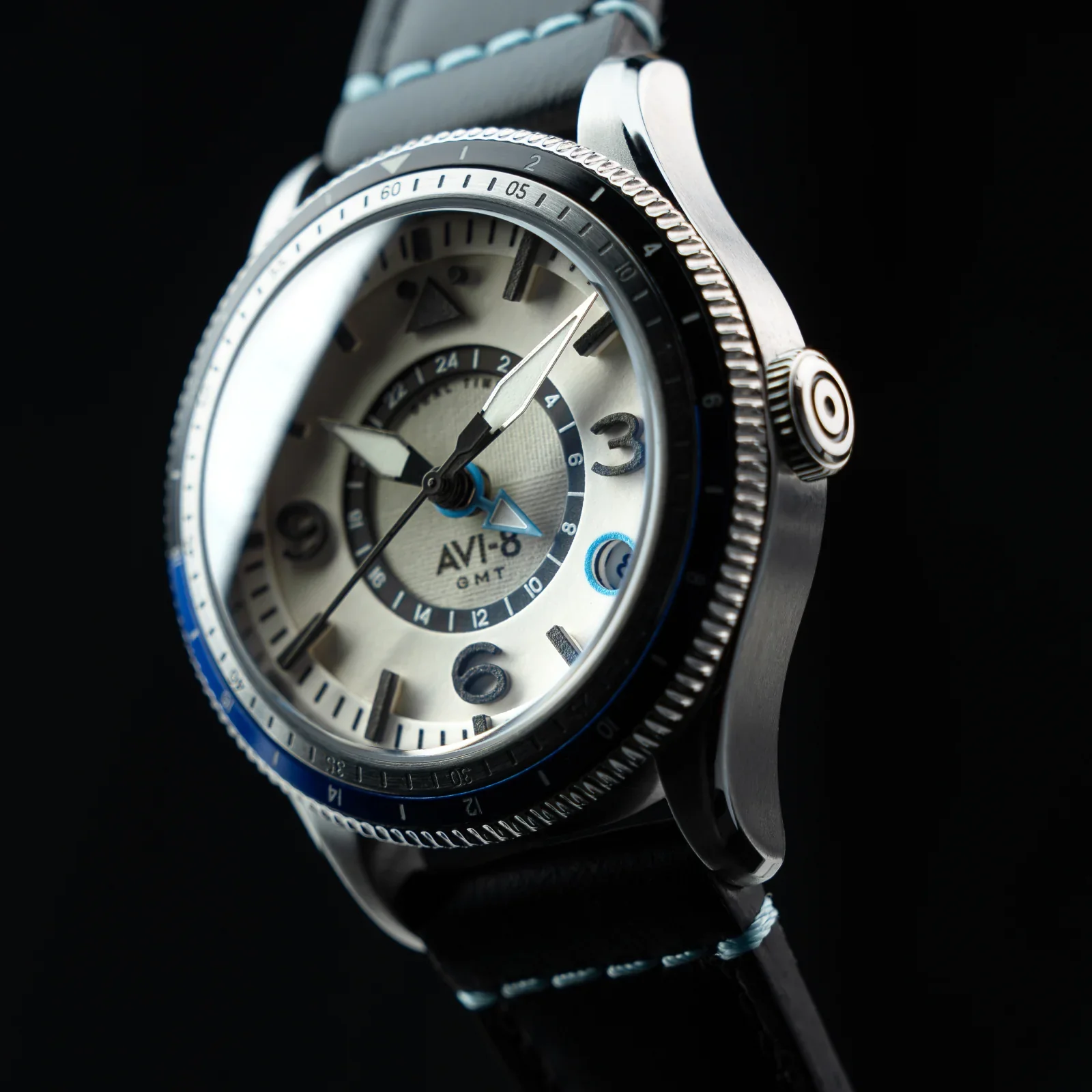 AVI-8 Flyboy Airmaster GMT Men's Silver White Automatic Watch - Image 9