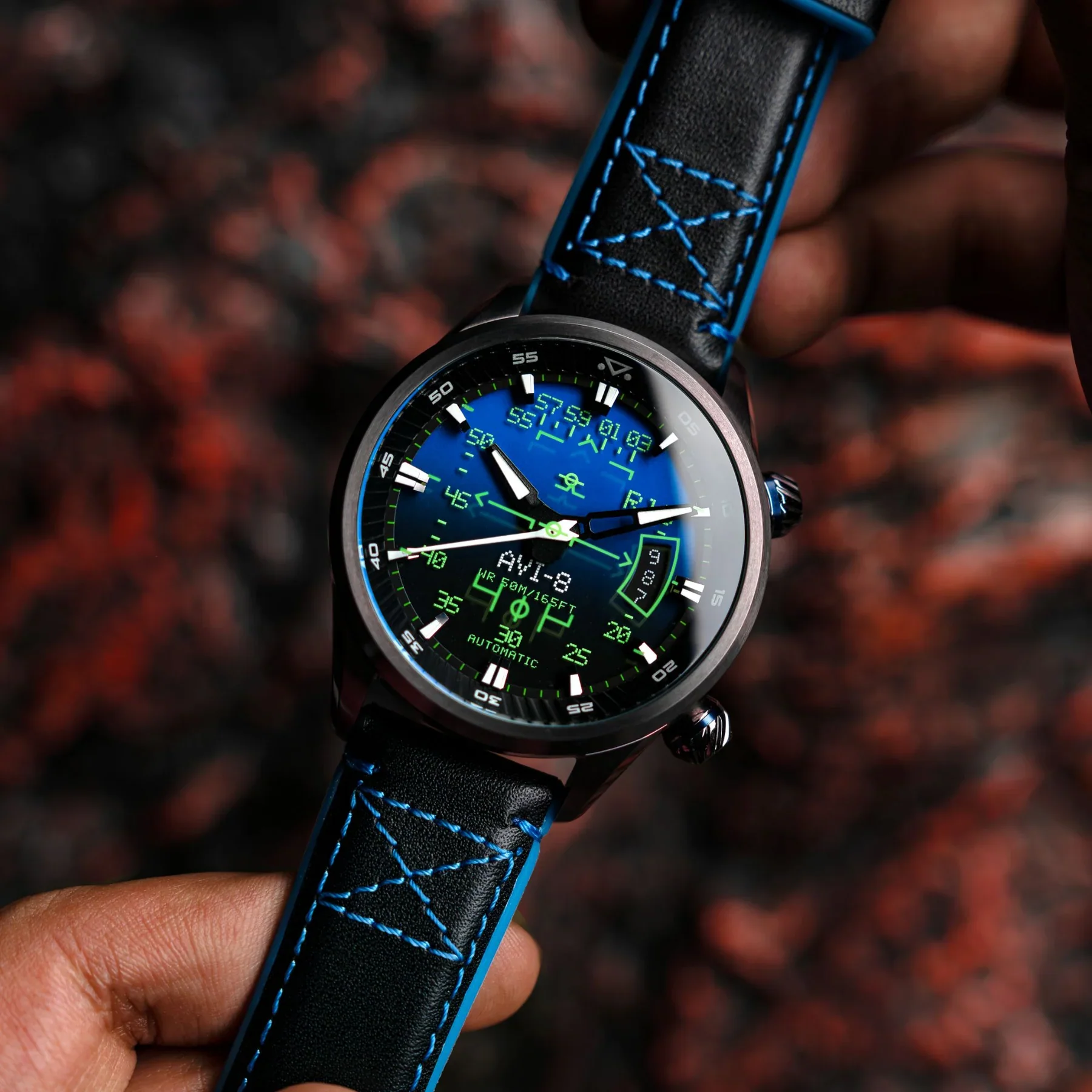 AVI-8 Hawker Harrier HUD Men's Gradient Blue Automatic Watch - Image 3