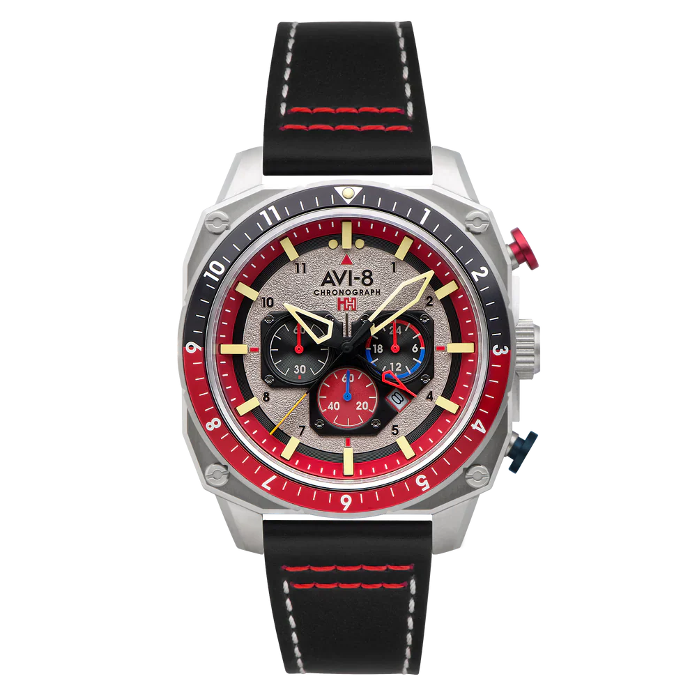 AVI-8 Hawker Hunter Atlas Men's Black Red Chronograph Watch