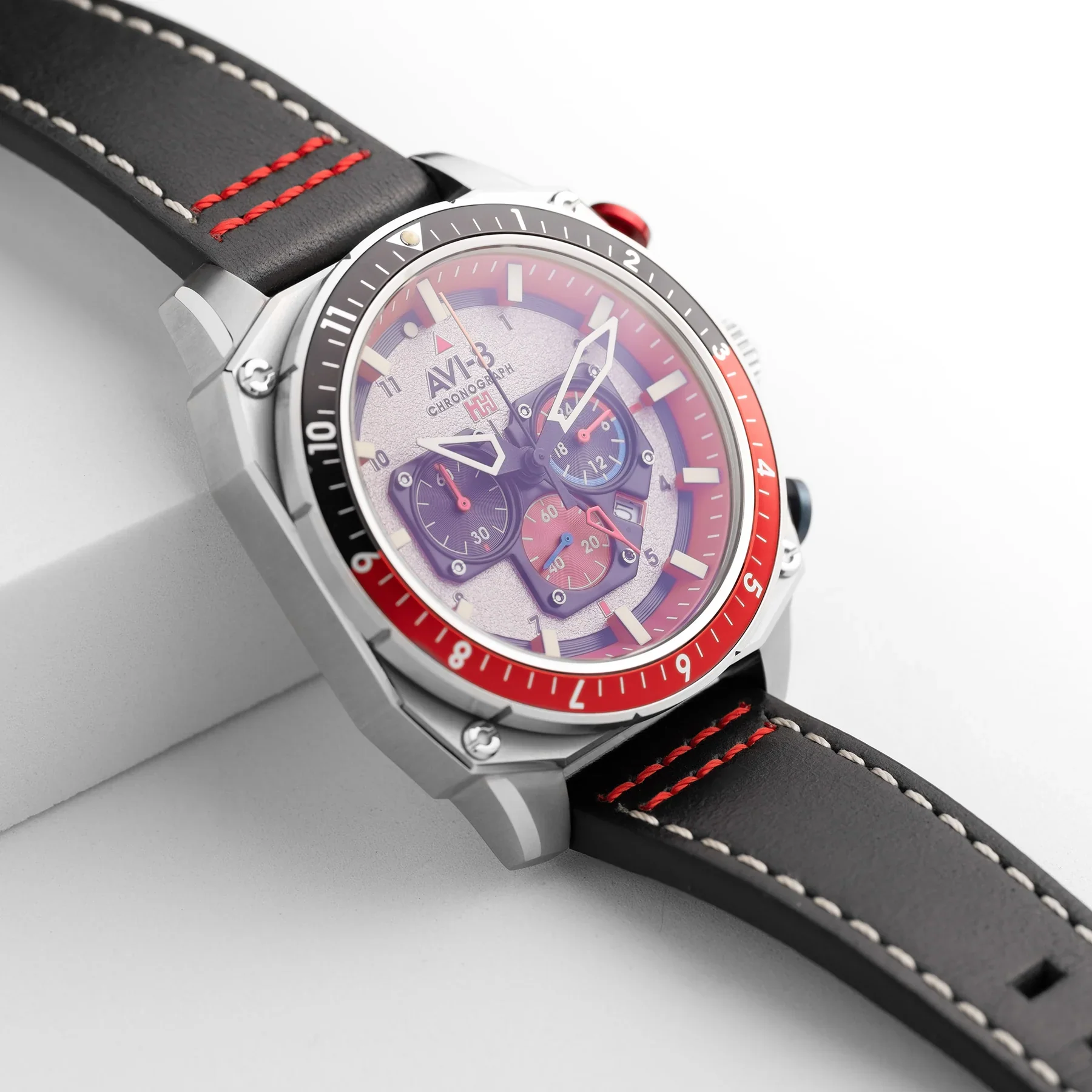 AVI-8 Hawker Hunter Atlas Men's Black Red Chronograph Watch - Image 6