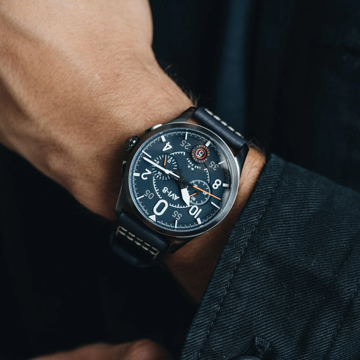 AVI-8 Spitfire Lock Men's Blue Chronograph Watch - Image 2
