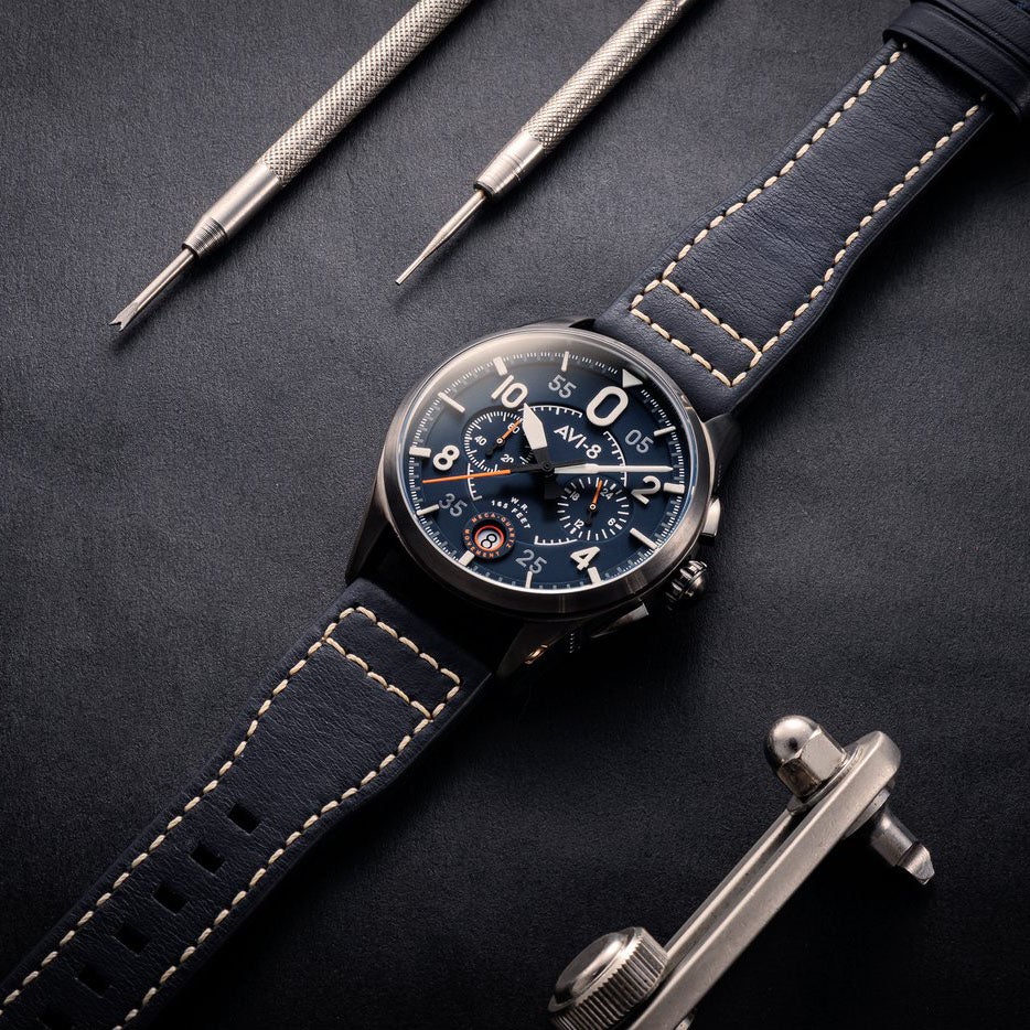 AVI-8 Spitfire Lock Men's Blue Chronograph Watch - Image 5