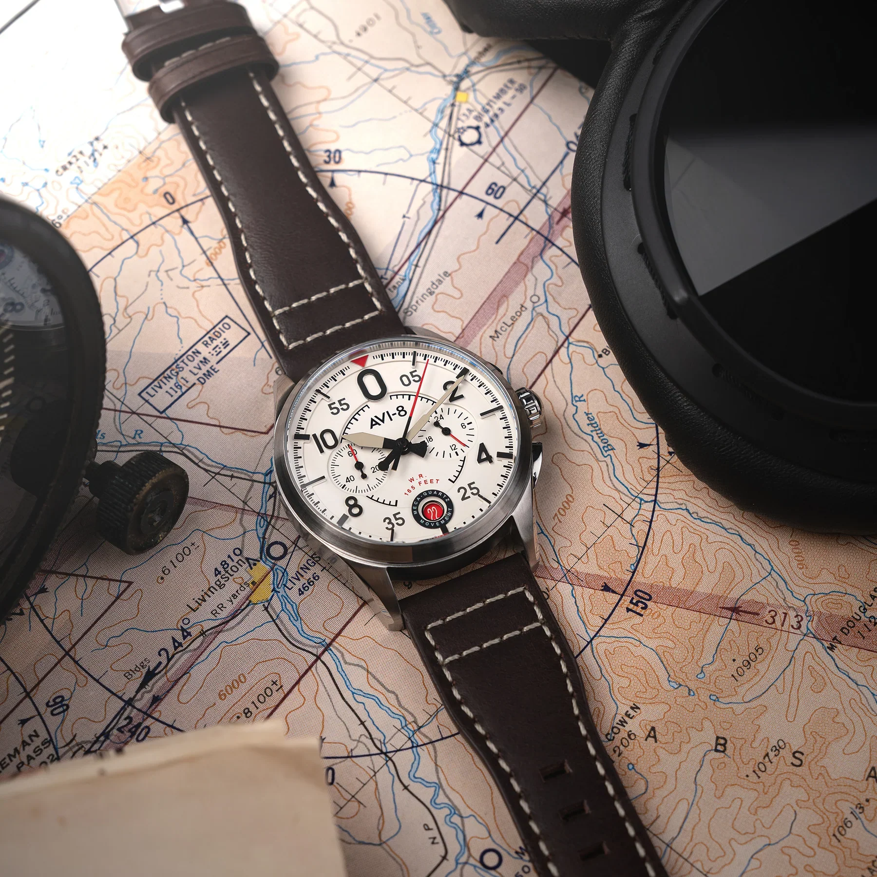 AVI-8 Spitfire Lock Chronograph Aircraft White Watch - Image 2
