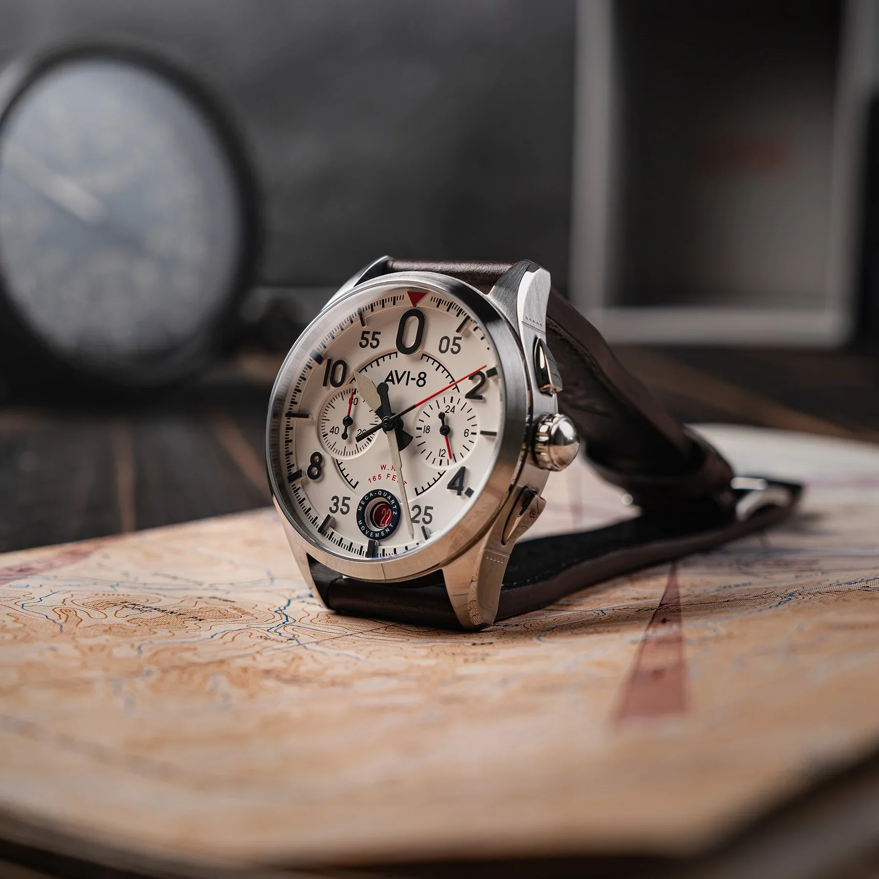 AVI-8 Spitfire Lock Chronograph Aircraft White Watch - Image 3