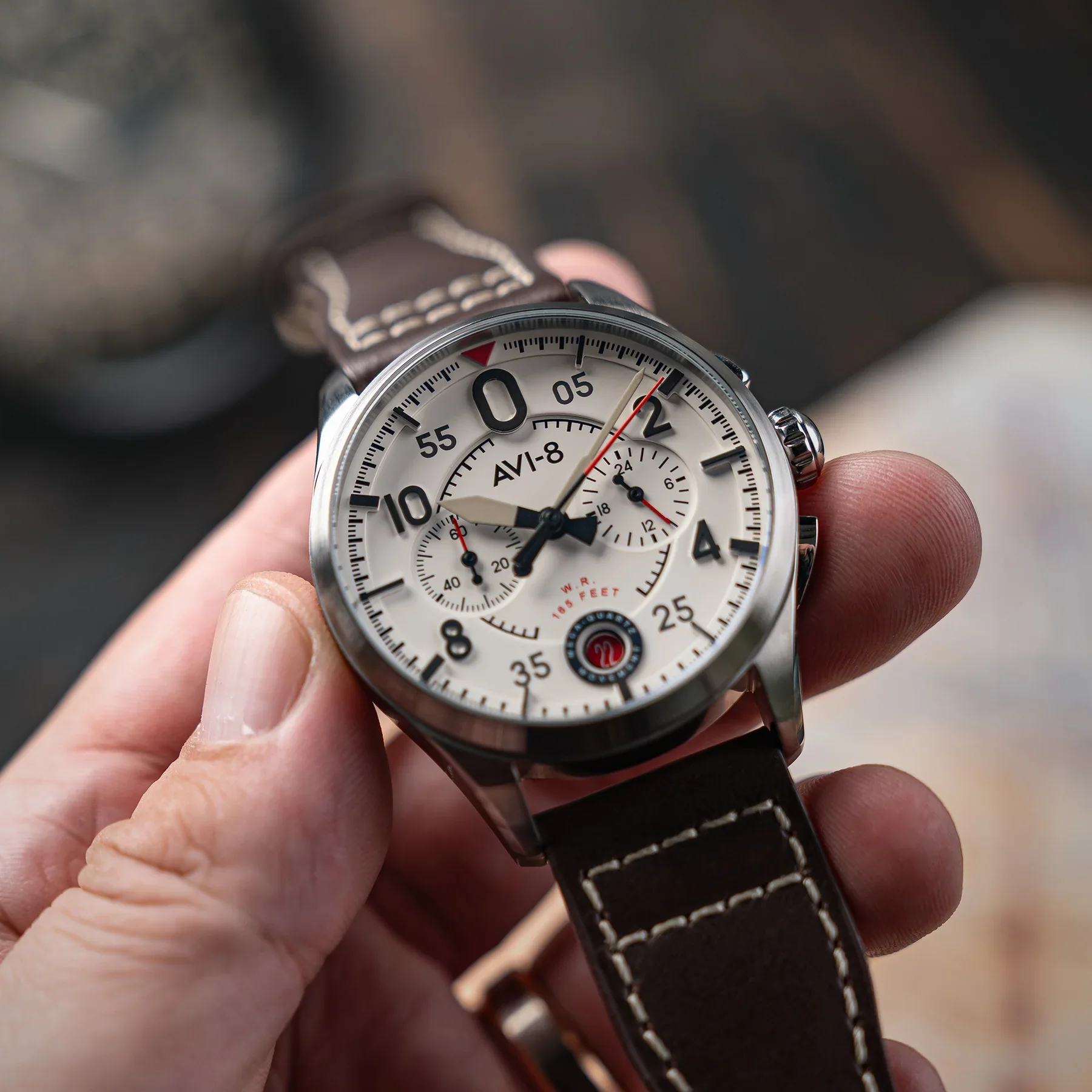 AVI-8 Spitfire Lock Chronograph Aircraft White Watch - Image 4