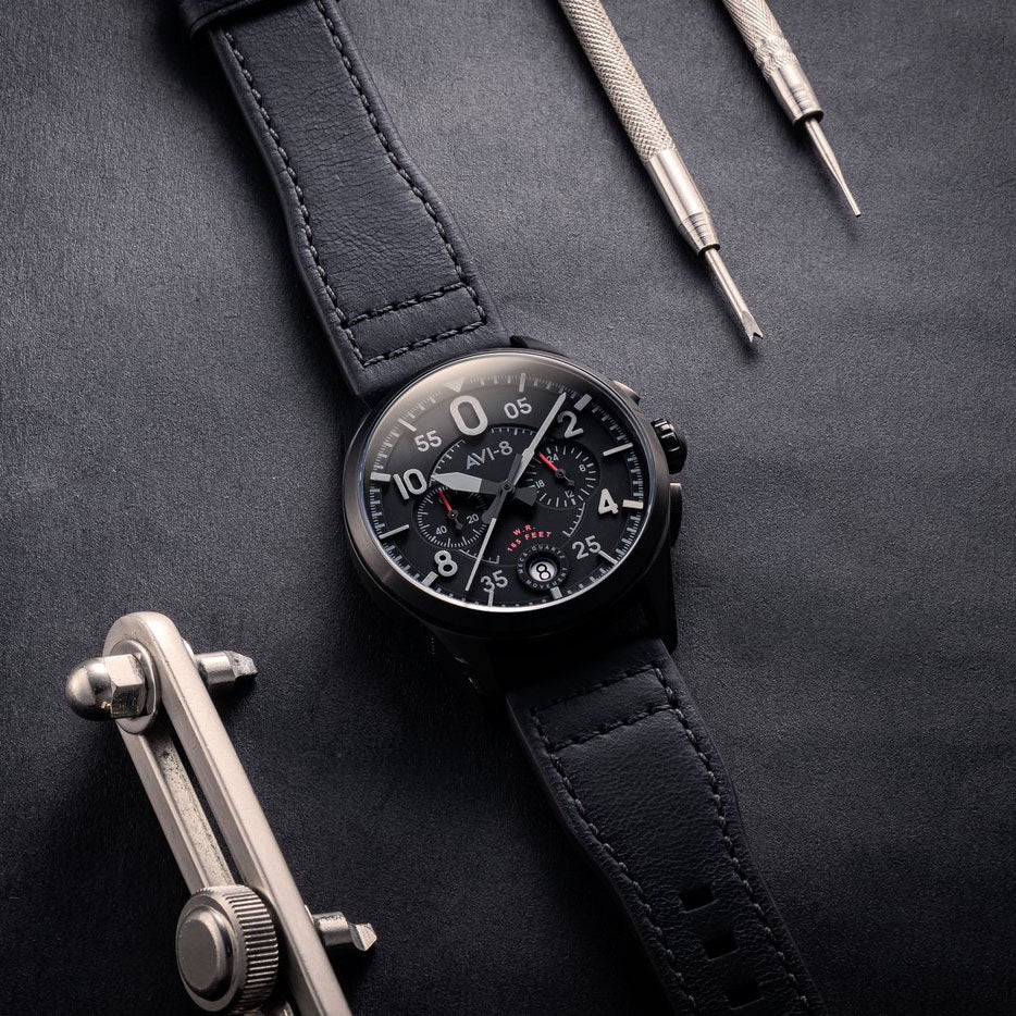 AVI-8 Spitfire Lock Slate Black Men's Chronograph Watch - Image 3