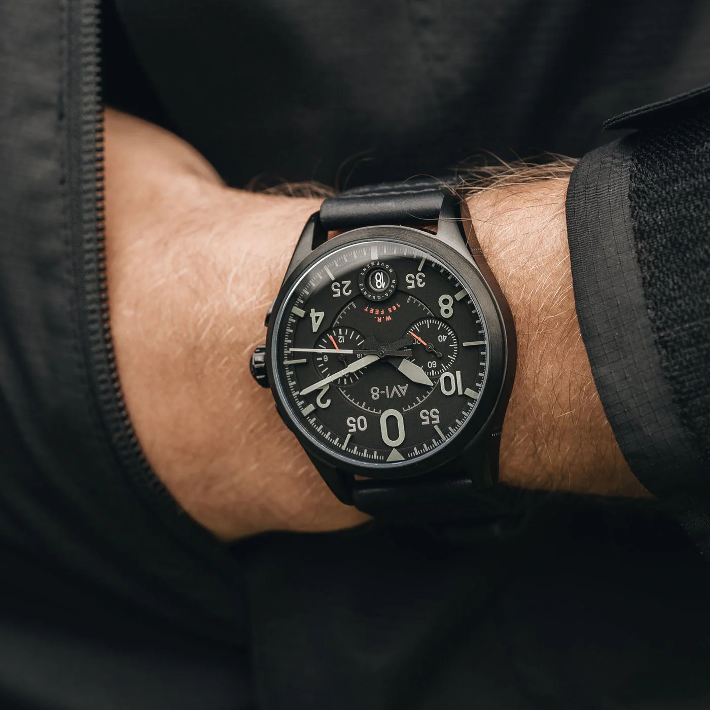 AVI-8 Spitfire Lock Slate Black Men's Chronograph Watch - Image 4