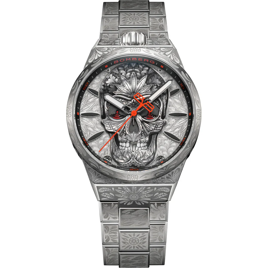 Bomberg Bolt-68 Neo Tattooed Cancun Skull Limited Edition Silver Watch