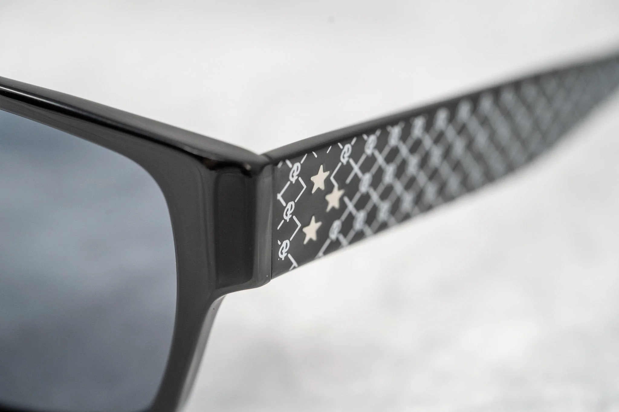 Buddhist Punk Sunglasses Rectangular Black Print and Grey - Image 5