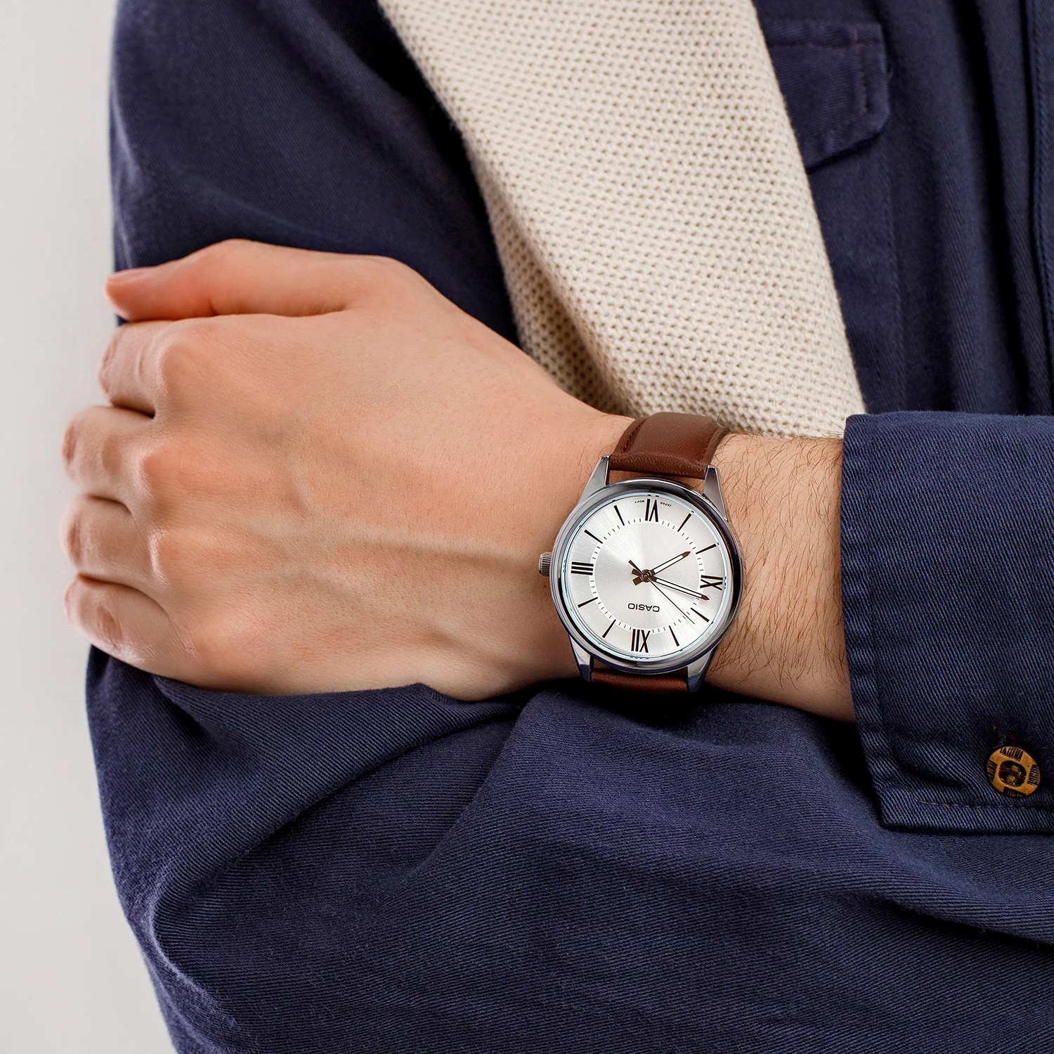 Casio Classic Men's Brown Leather Analogue Watch - Image 2