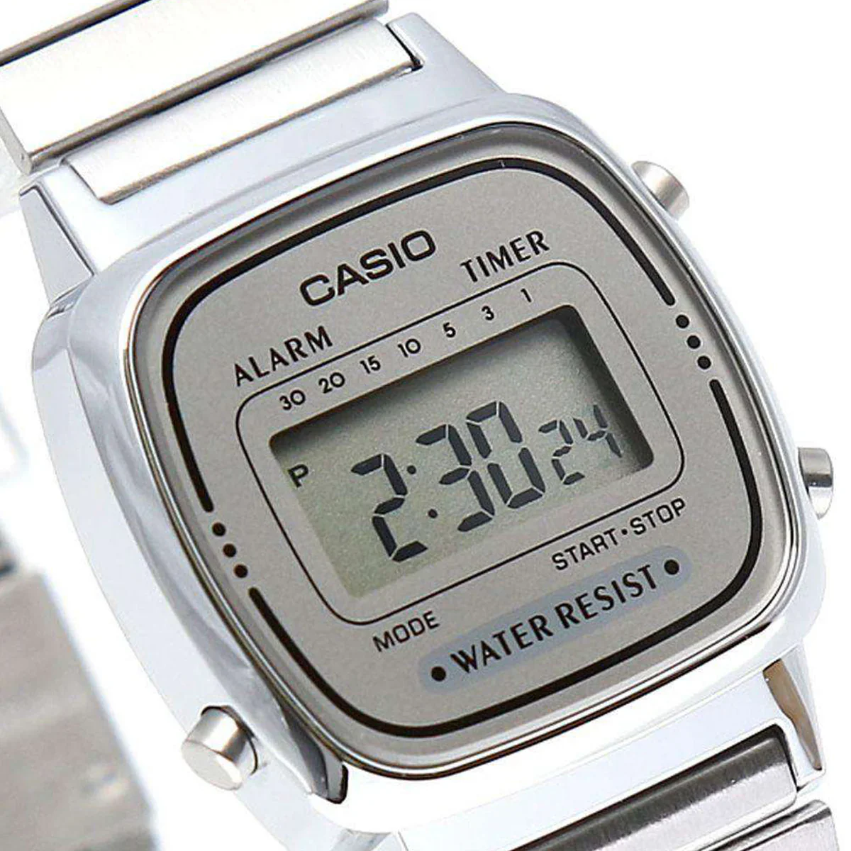 Casio Ladies Watch Digital Vintage Classic Flat Link Silver - Image 2