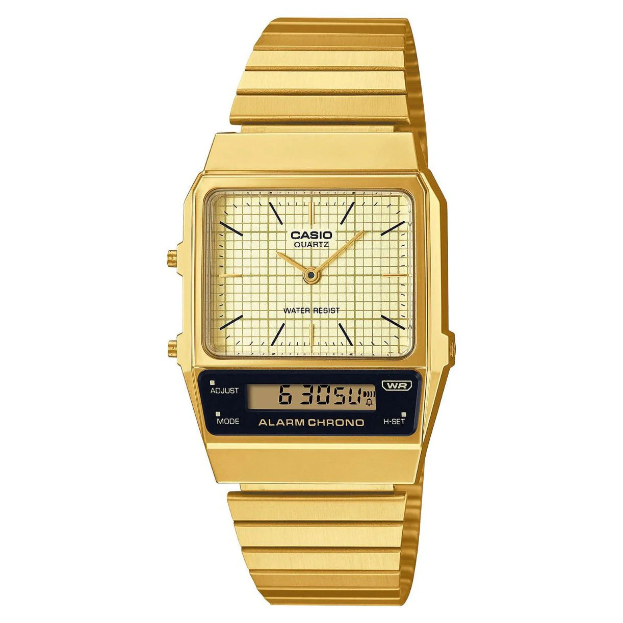 Casio Watch Vintage Dual Time Gold Steel Flat Link