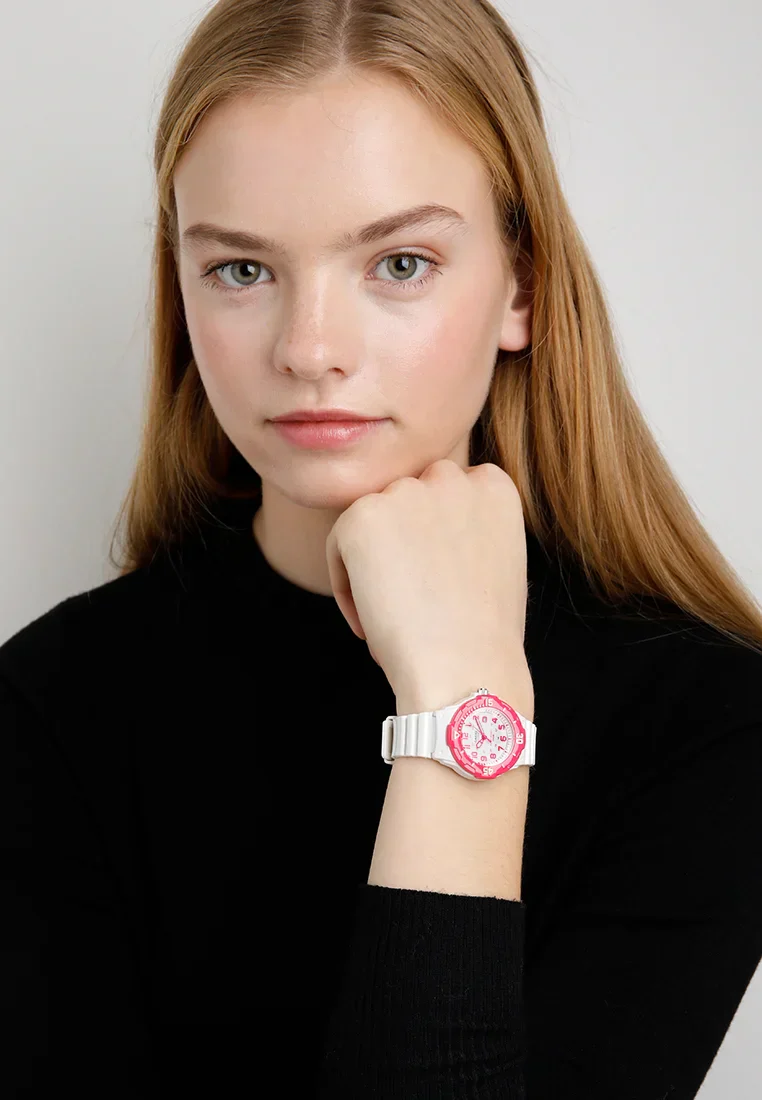 Casio Ladies Watch Analogue White Pink - Image 3