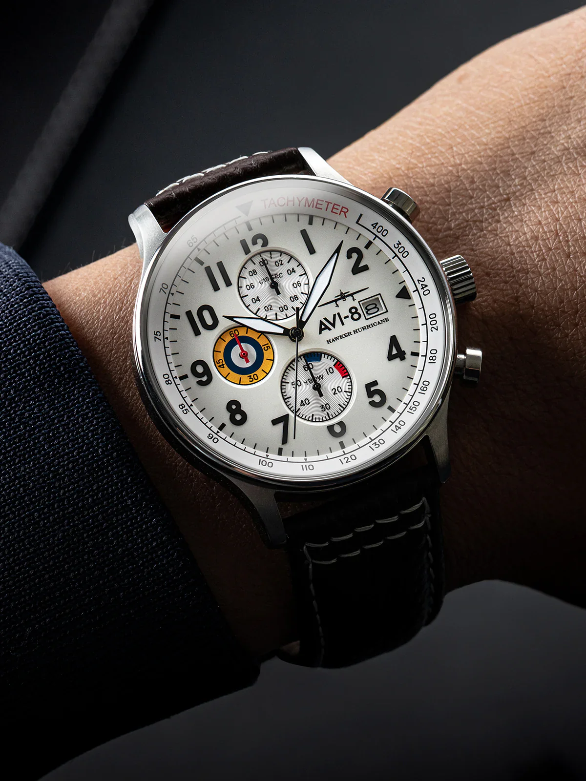 AVI-8 Classic White Hawker Hurricane Chronograph Watch - Image 6