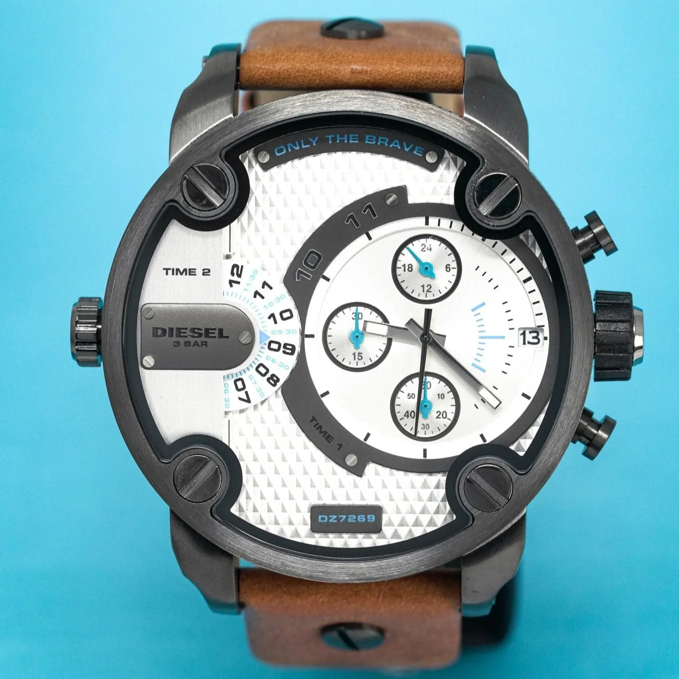 Diesel Men's Chronograph Little Daddy White Brown Watch - Image 3