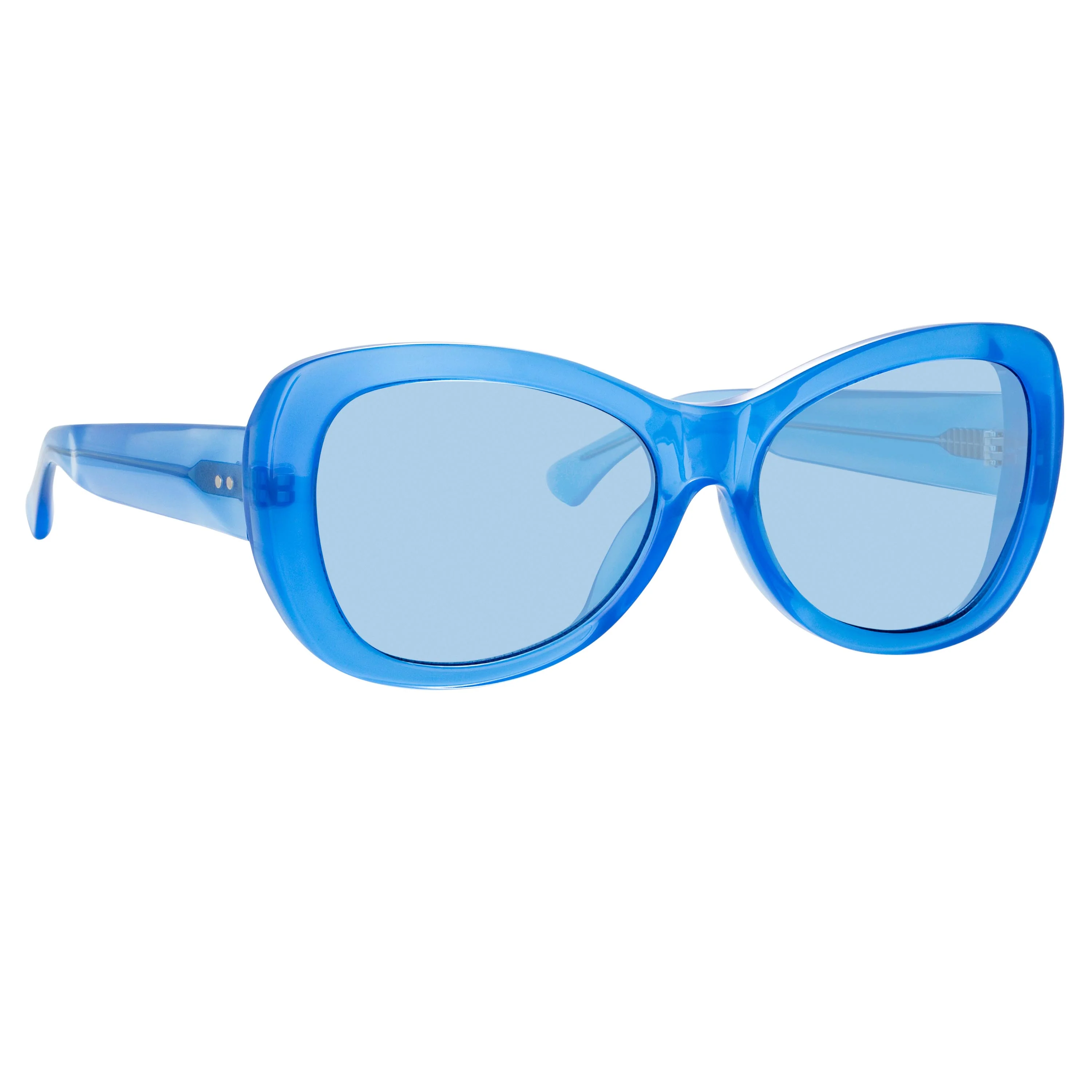 Dries Van Noten Ladies Oversized Blue Sunglasses