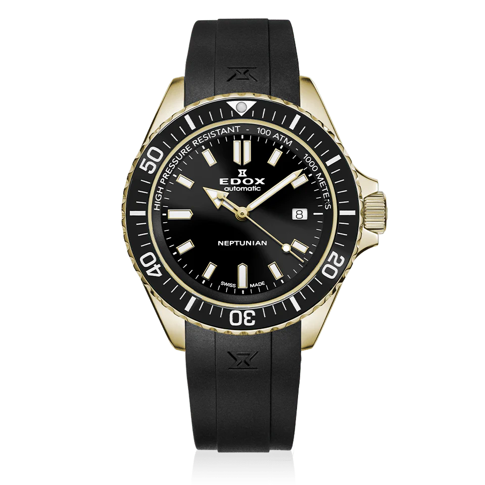 Edox Neptunian Automatic Men's Gold Black Watch