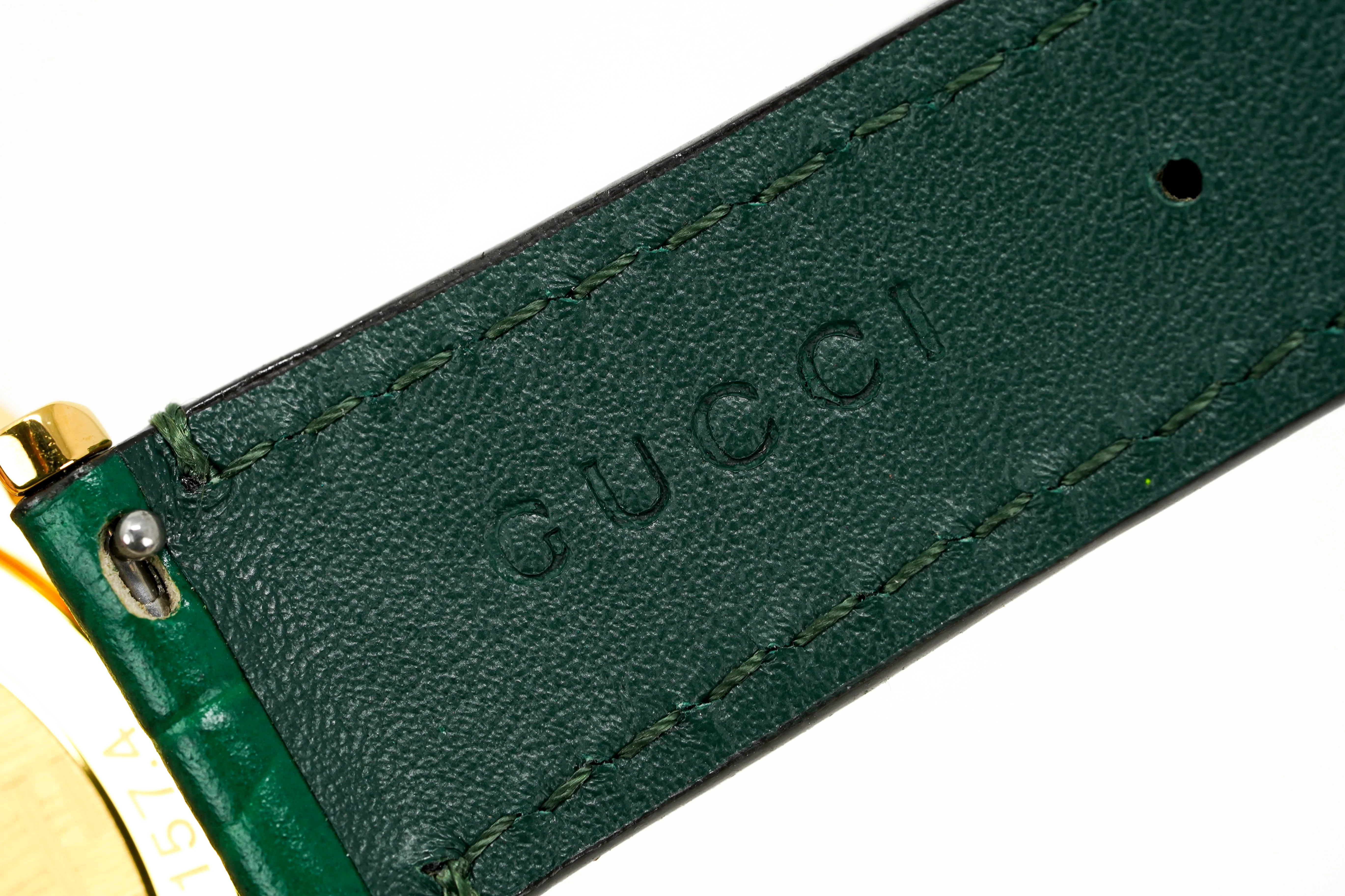 Gucci Watch Grip 35mm Yellow Gold Green - Image 3