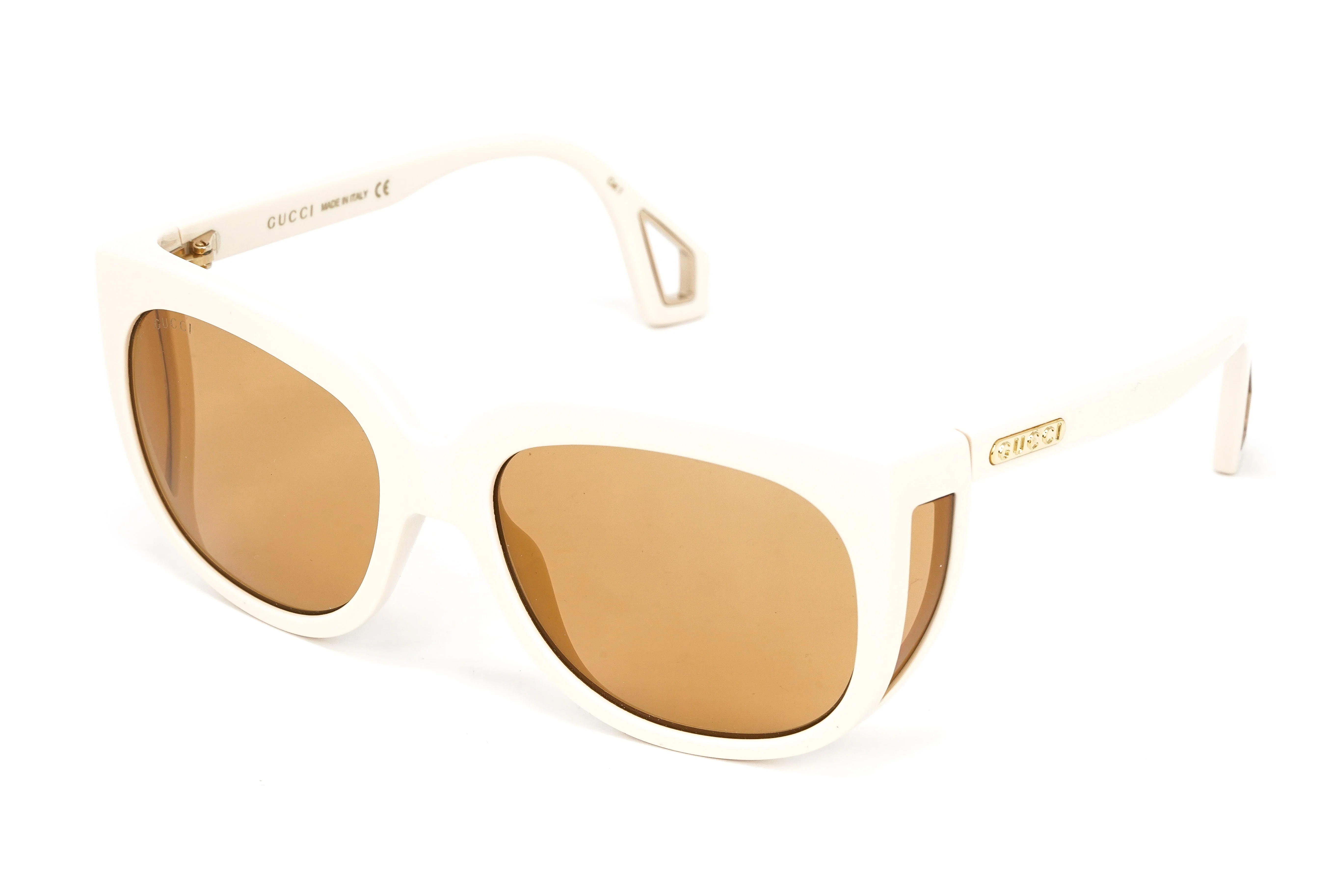 Gucci Women's Sunglasses Wraparound Rectangle Cream - Image 2