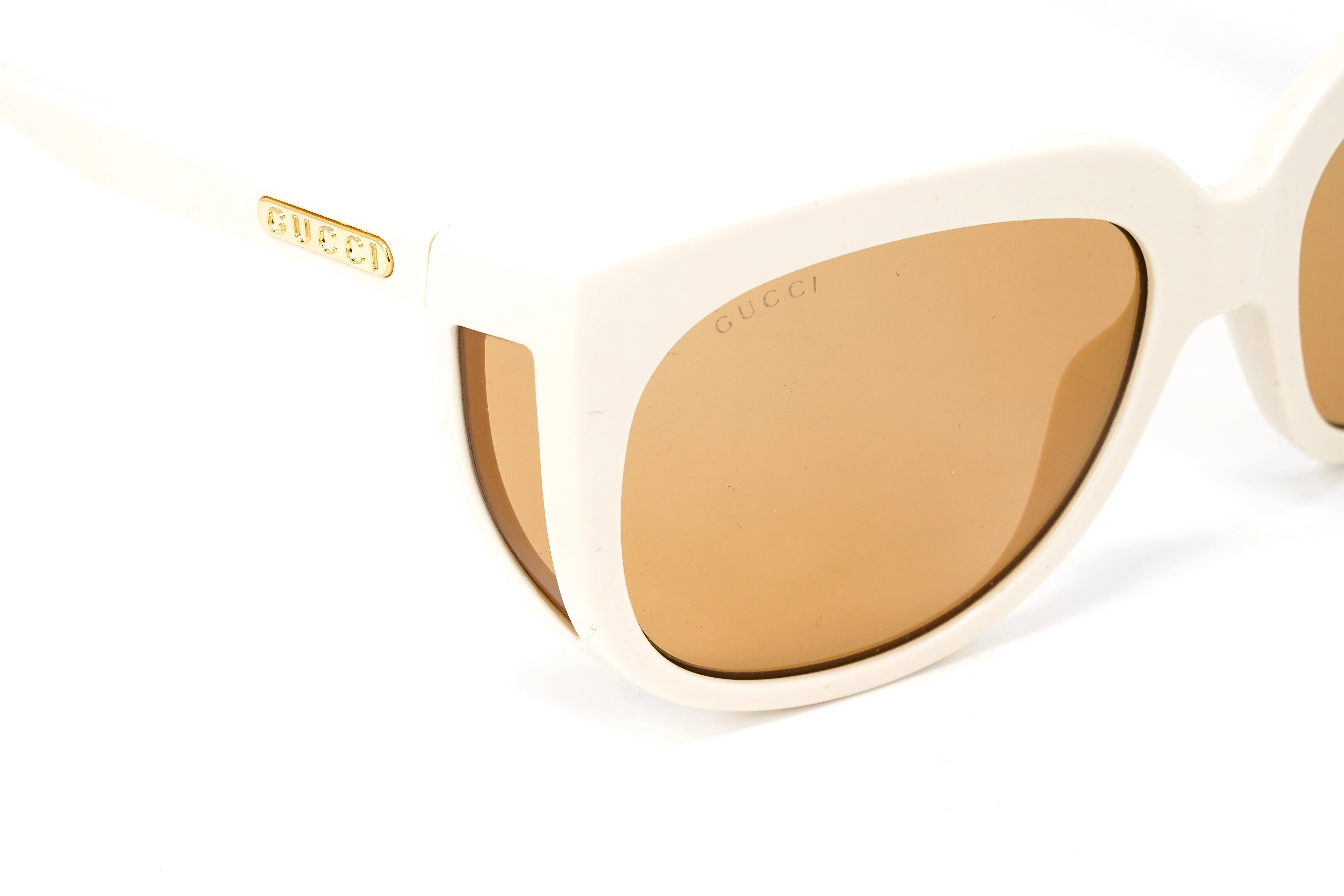 Gucci Women's Sunglasses Wraparound Rectangle Cream - Image 7