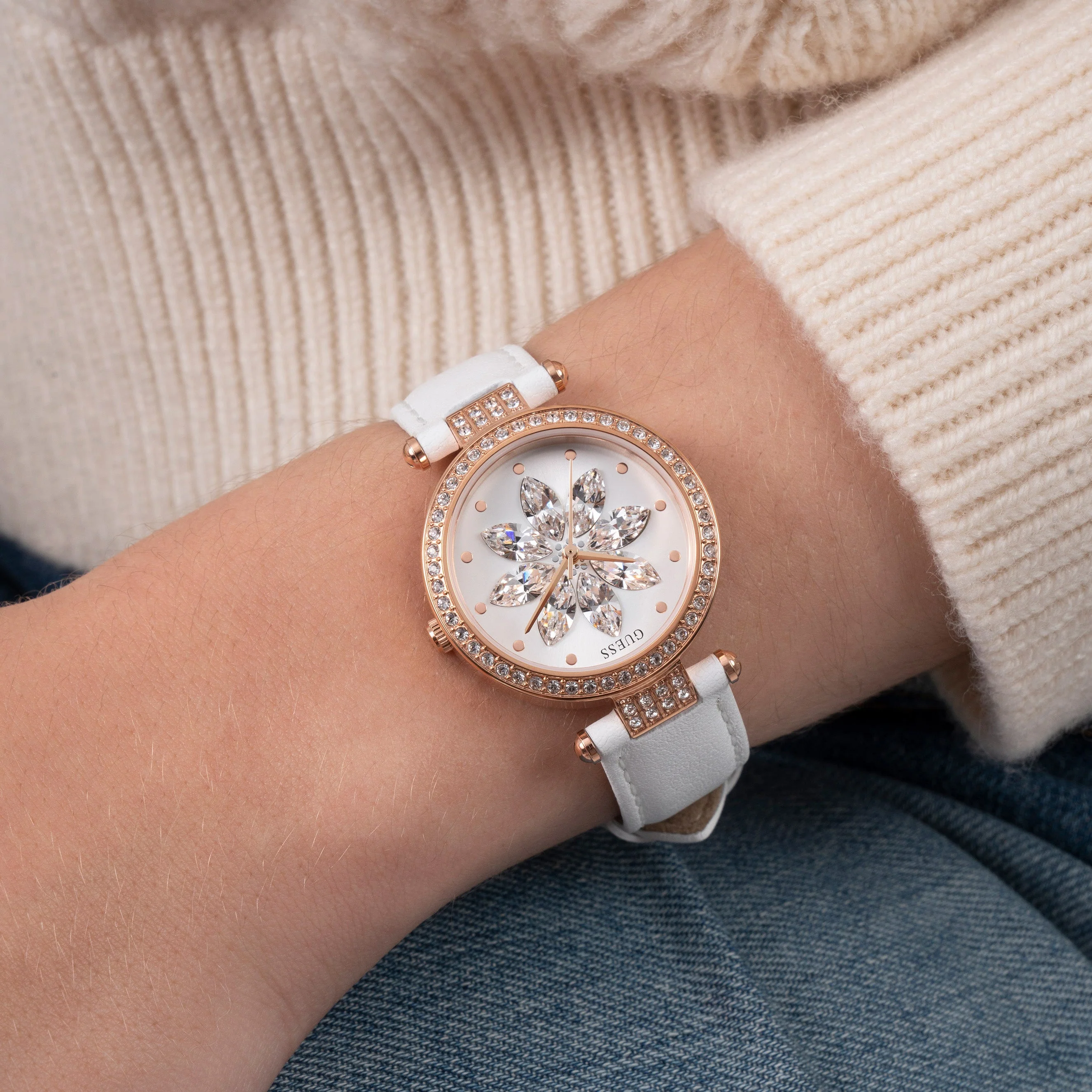 Guess Ladies Full Bloom White Watch - Image 6