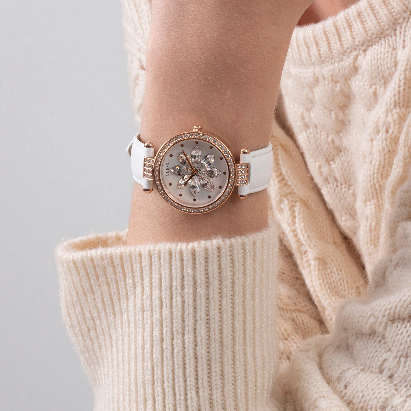 Guess Ladies Full Bloom White Watch - Image 7