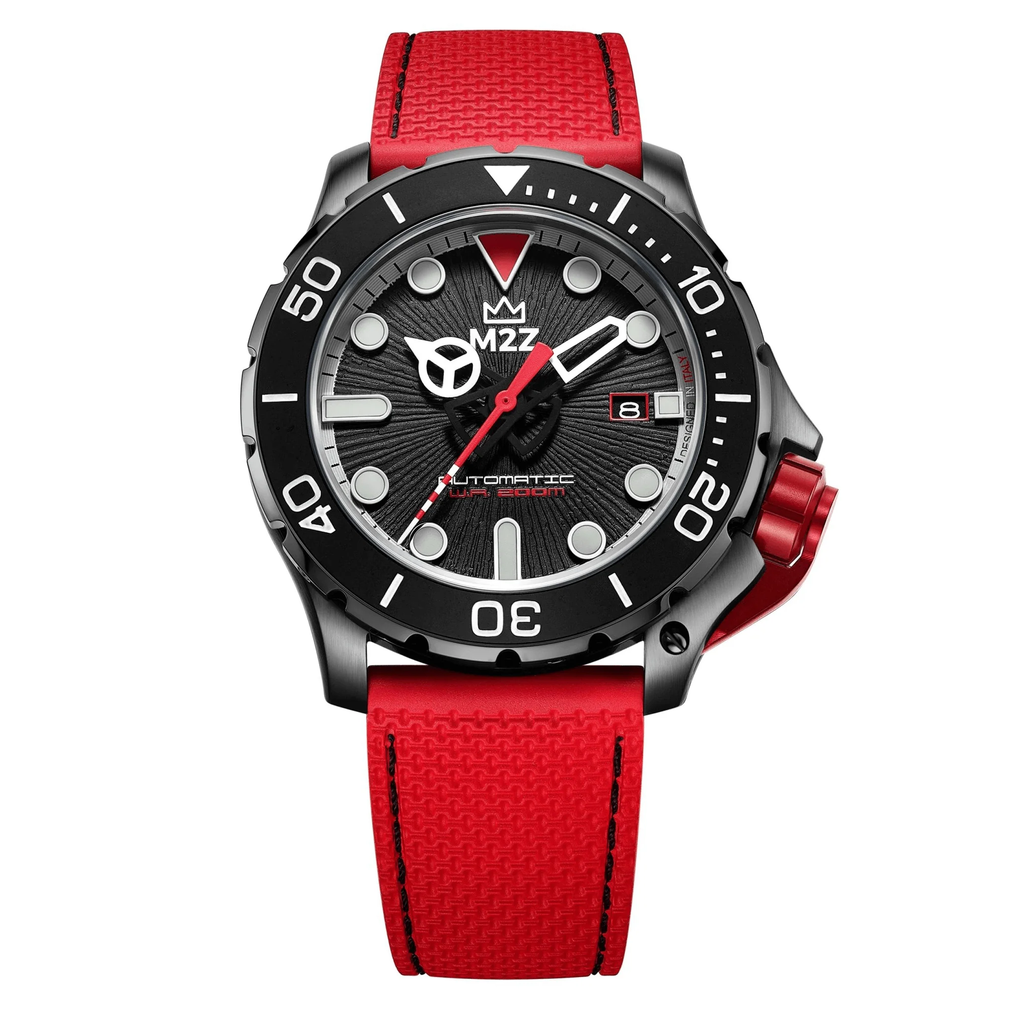 M2Z Men's Diver 200 Red IP Gun Watch