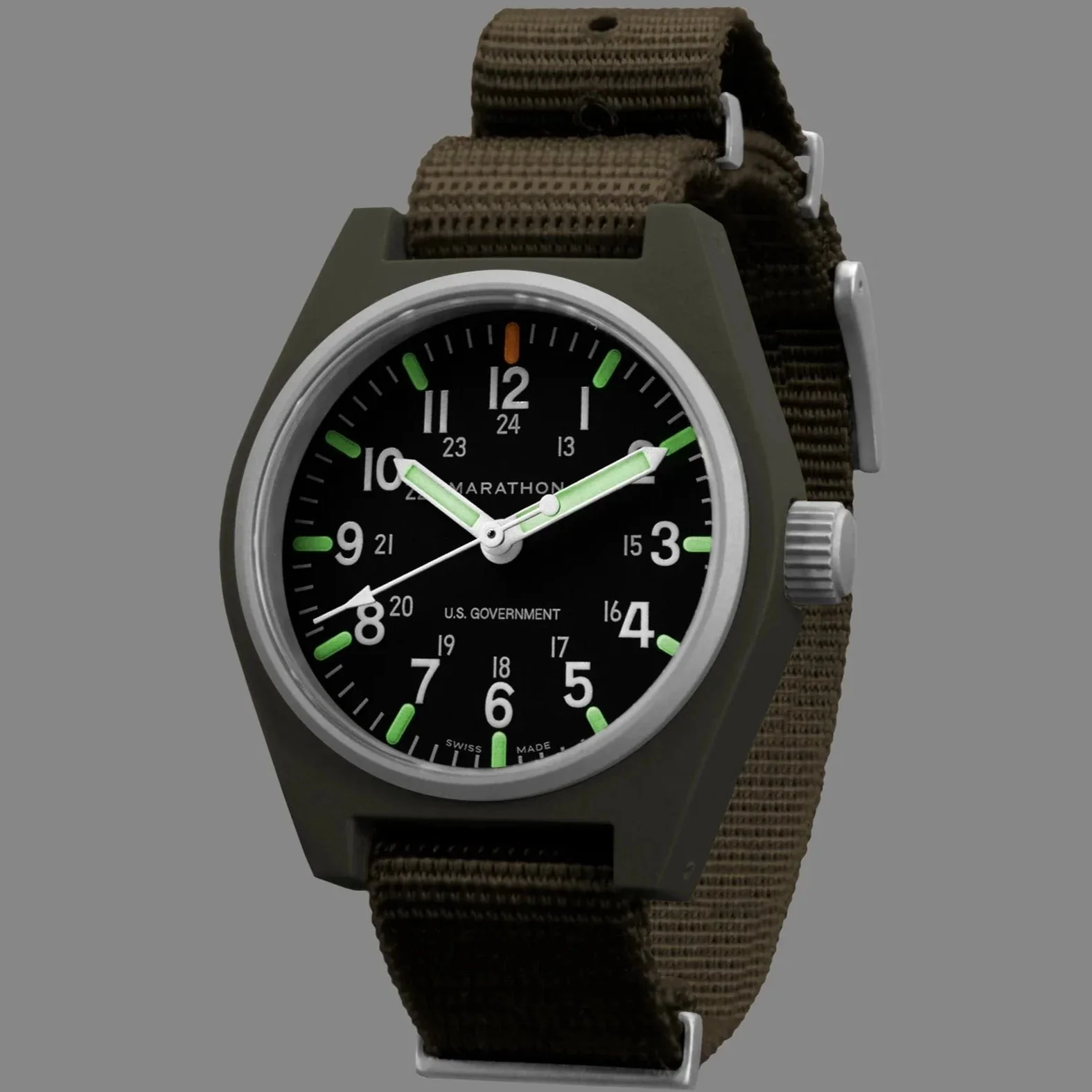Marathon General Purpose Quartz with MaraGlo (GPQ) - 34mm US Government Marked Sage Green WW194009SG - Image 3