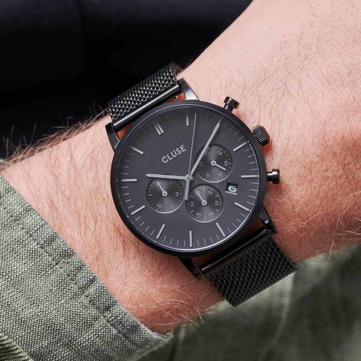 Cluse Black Aravis Chronograph Men's Watch - Image 4