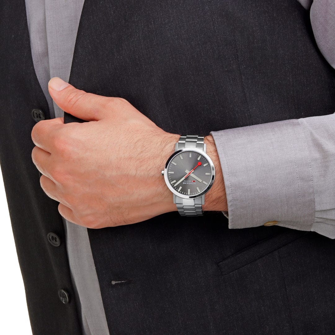 Mondaine Classic 40mm Unisex Grey Watch - Image 2