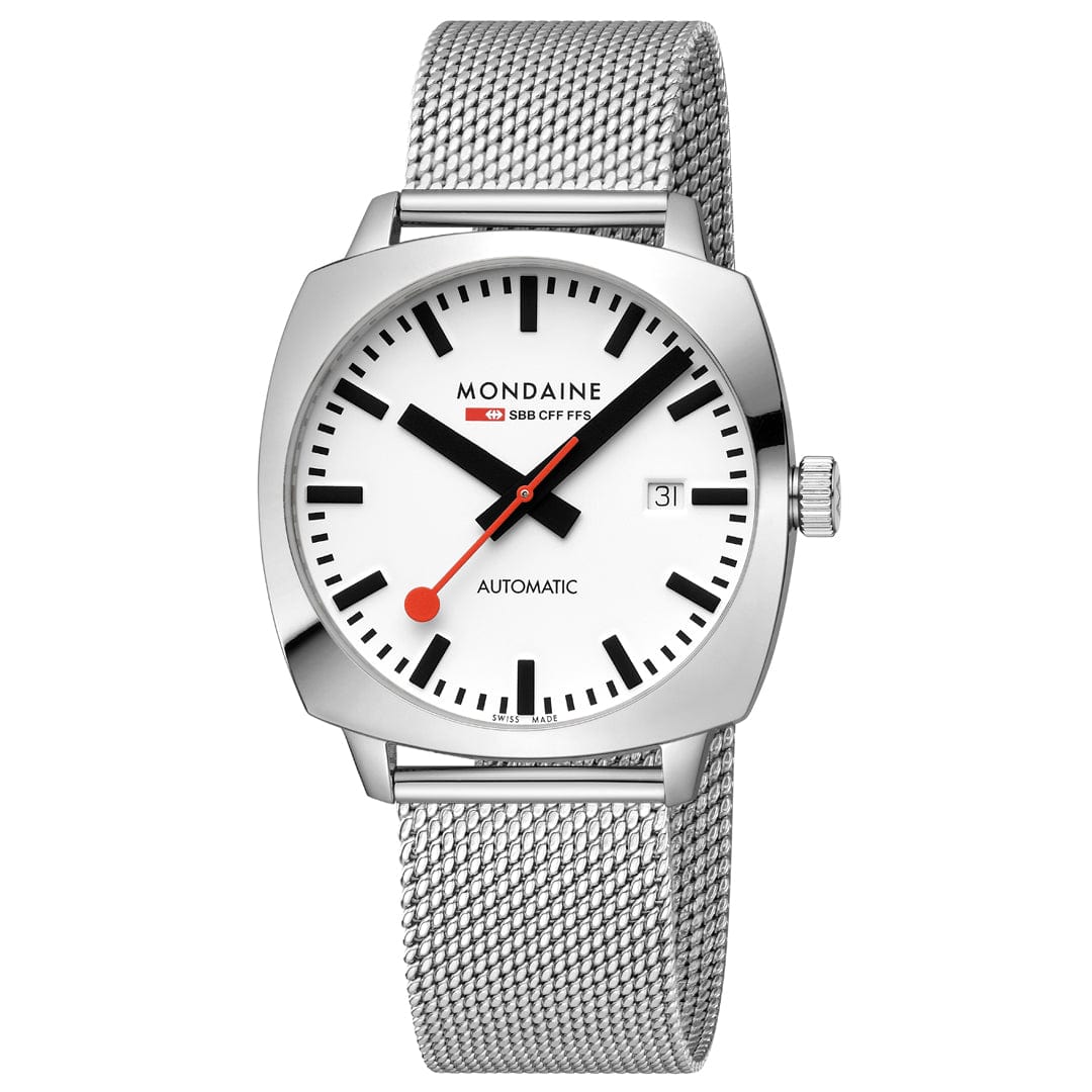 Mondaine Cushion Automatic 39mm Men's White Watch