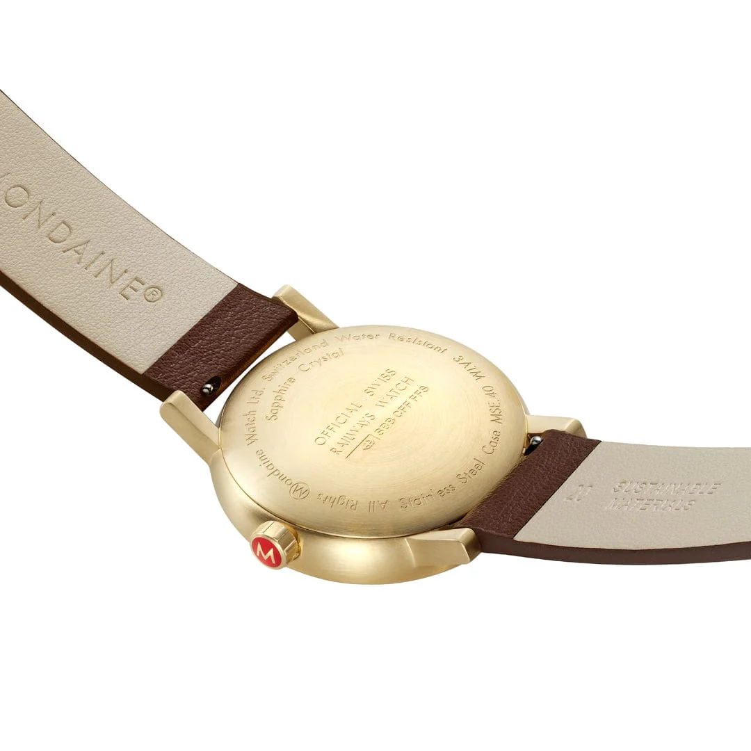 Mondaine evo2 40mm Unisex Gold Brown Watch - Image 3