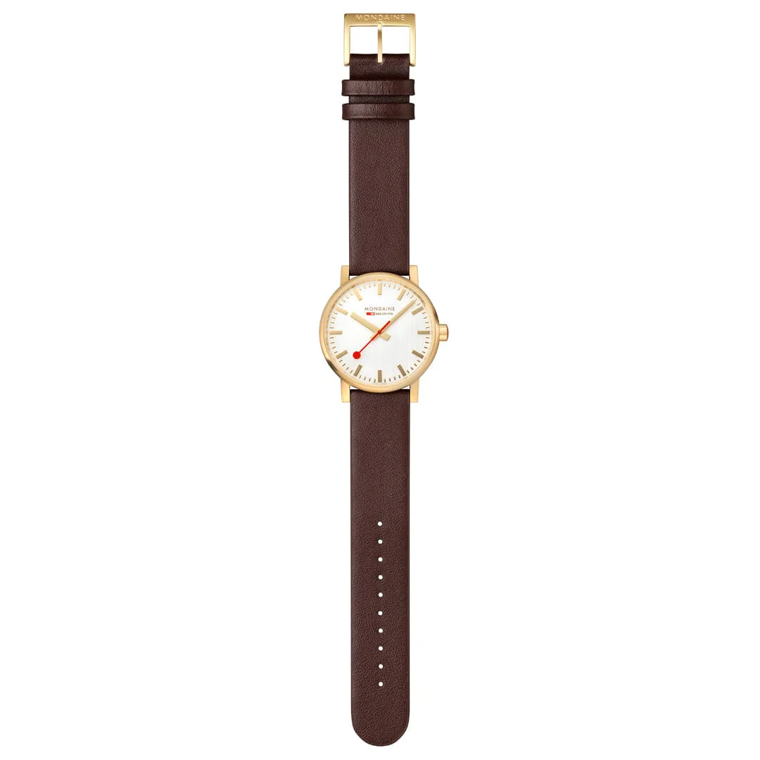 Mondaine evo2 40mm Unisex Gold Brown Watch - Image 7