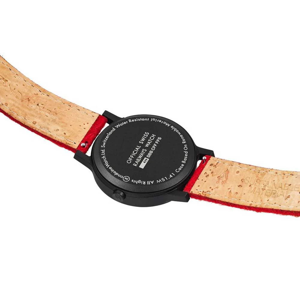 Mondaine Watch Essence Black Red - Image 3