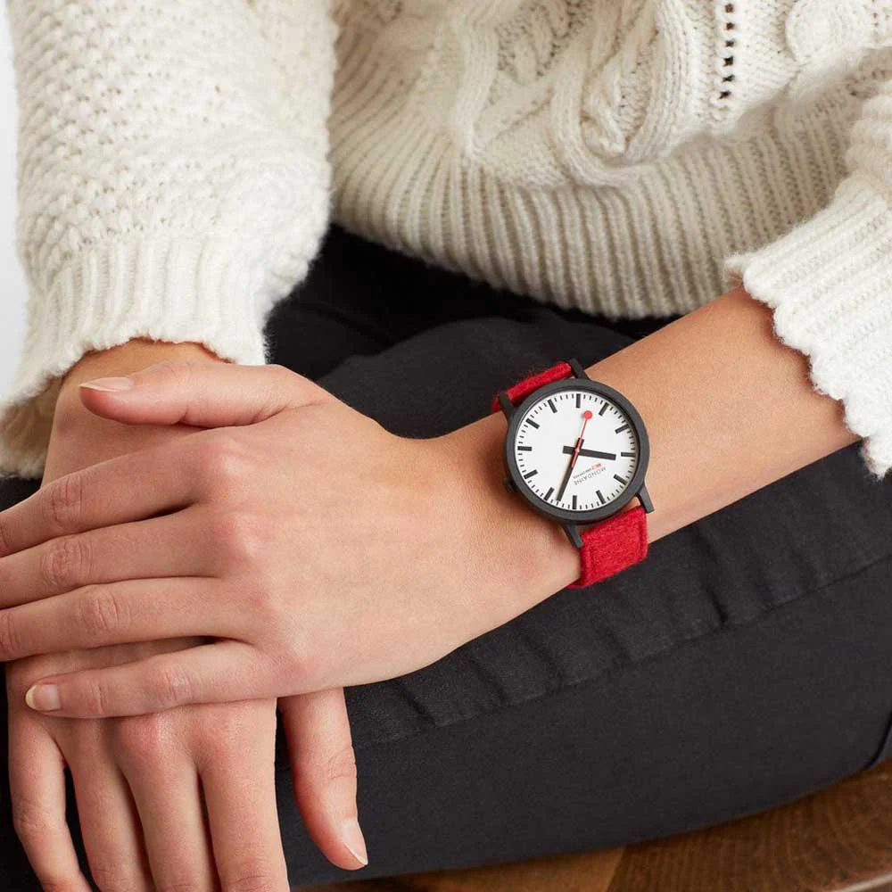 Mondaine Watch Essence Black Red - Image 5