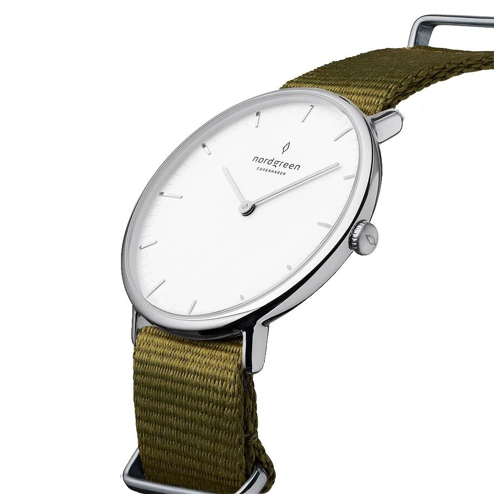 Nordgreen Native Army Green Nylon 36mm Silver Case Watch - Image 4