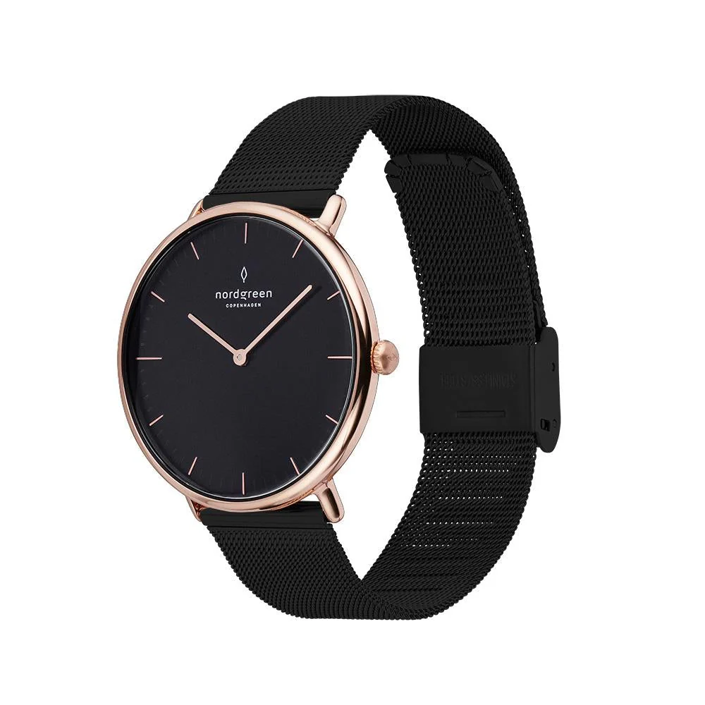 Nordgreen Native Black Mesh 32mm Rose Gold Case Watch - Image 3