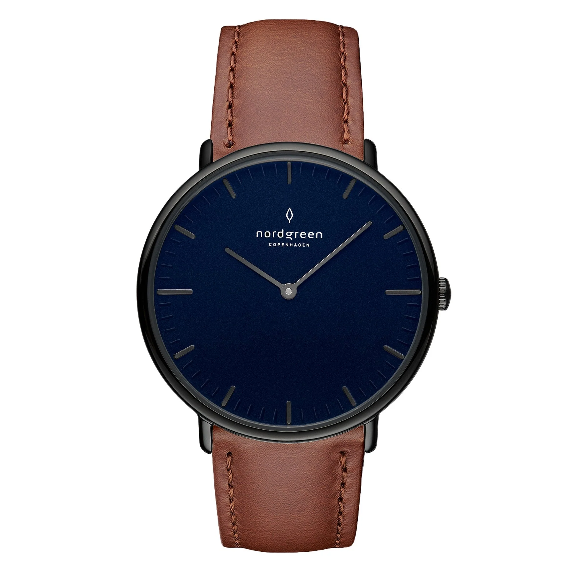 Nordgreen Native Brown Leather 32mm Gun Metal Case Watch