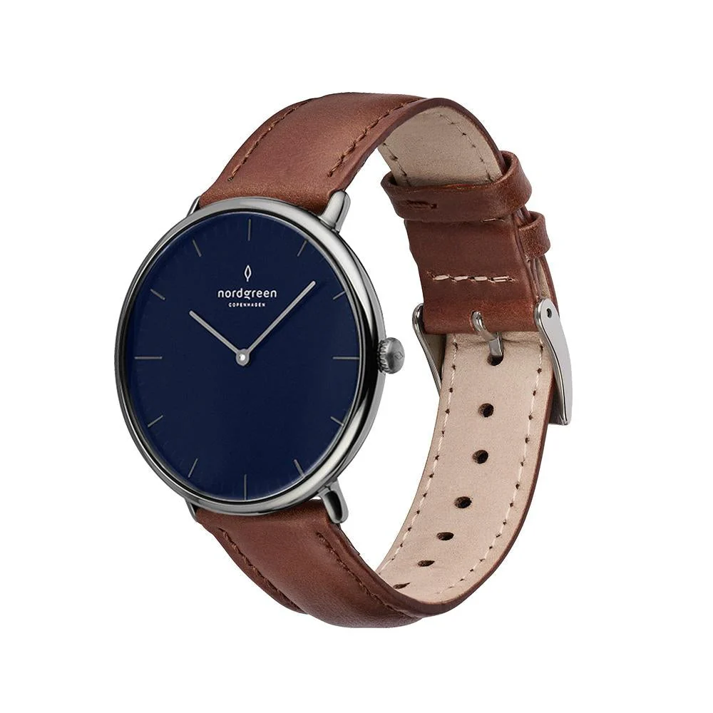 Nordgreen Native Brown Leather 32mm Gun Metal Case Watch - Image 3