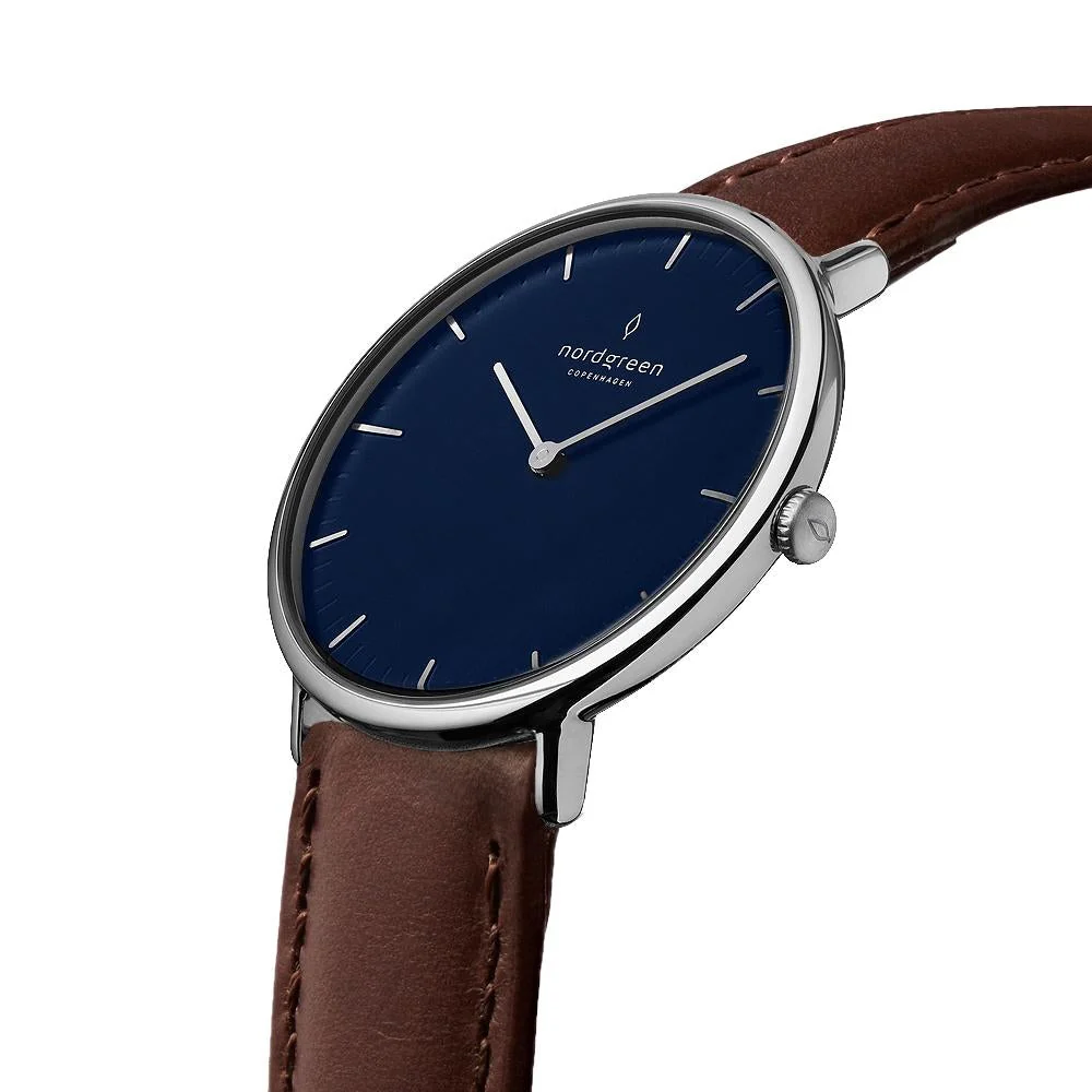 Nordgreen Native Brown Leather 36mm Silver Case Watch - Image 3