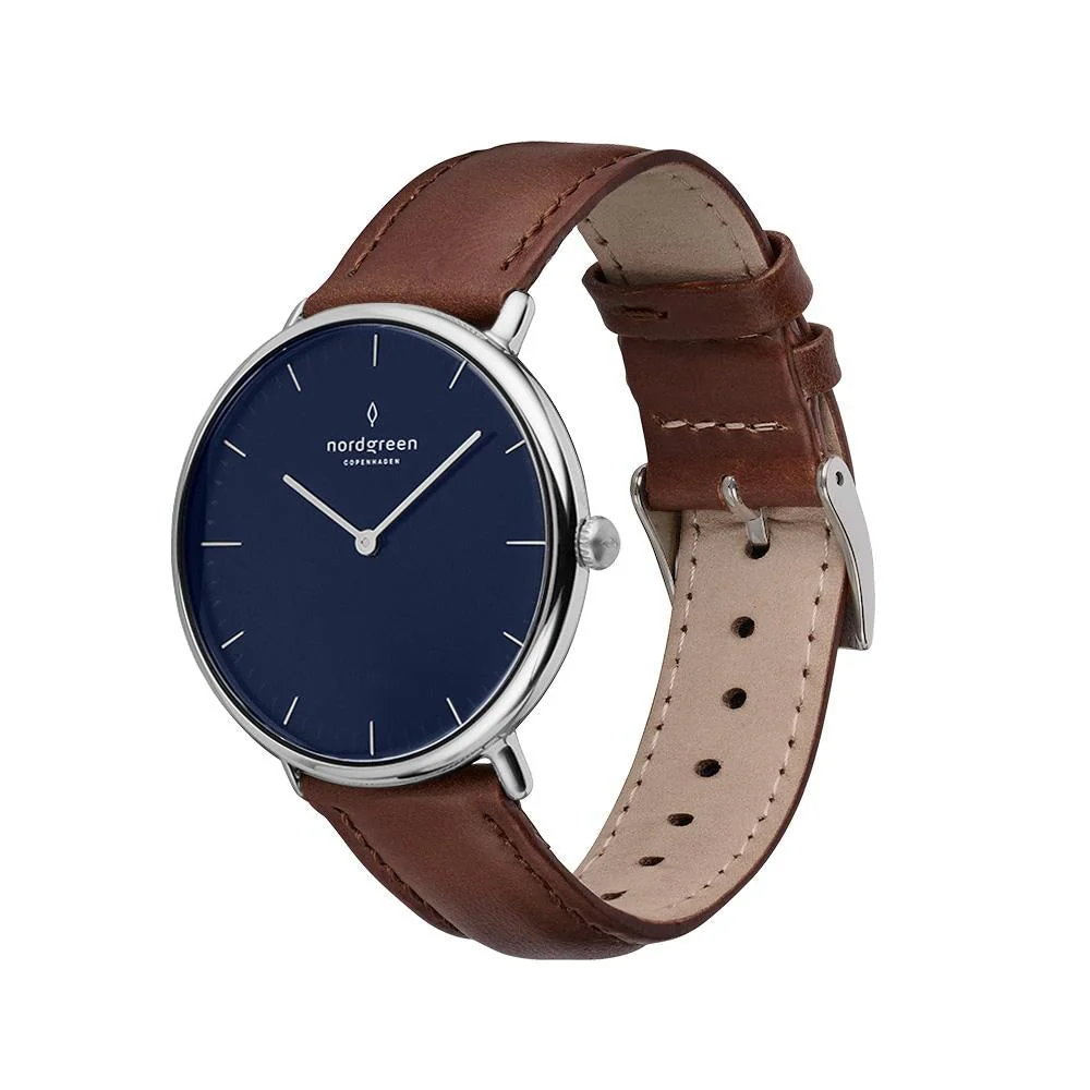 Nordgreen Native Brown Leather 36mm Silver Case Watch - Image 4