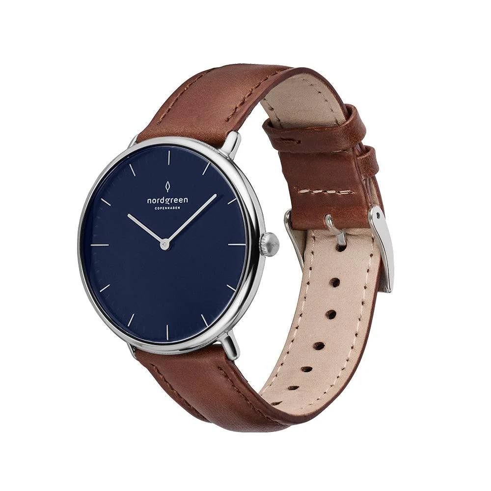 Nordgreen Native Brown Leather 40mm Silver Case Watch - Image 4