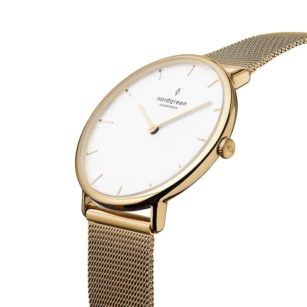 Nordgreen Native Gold Mesh 40mm Gold Case Watch - Image 3