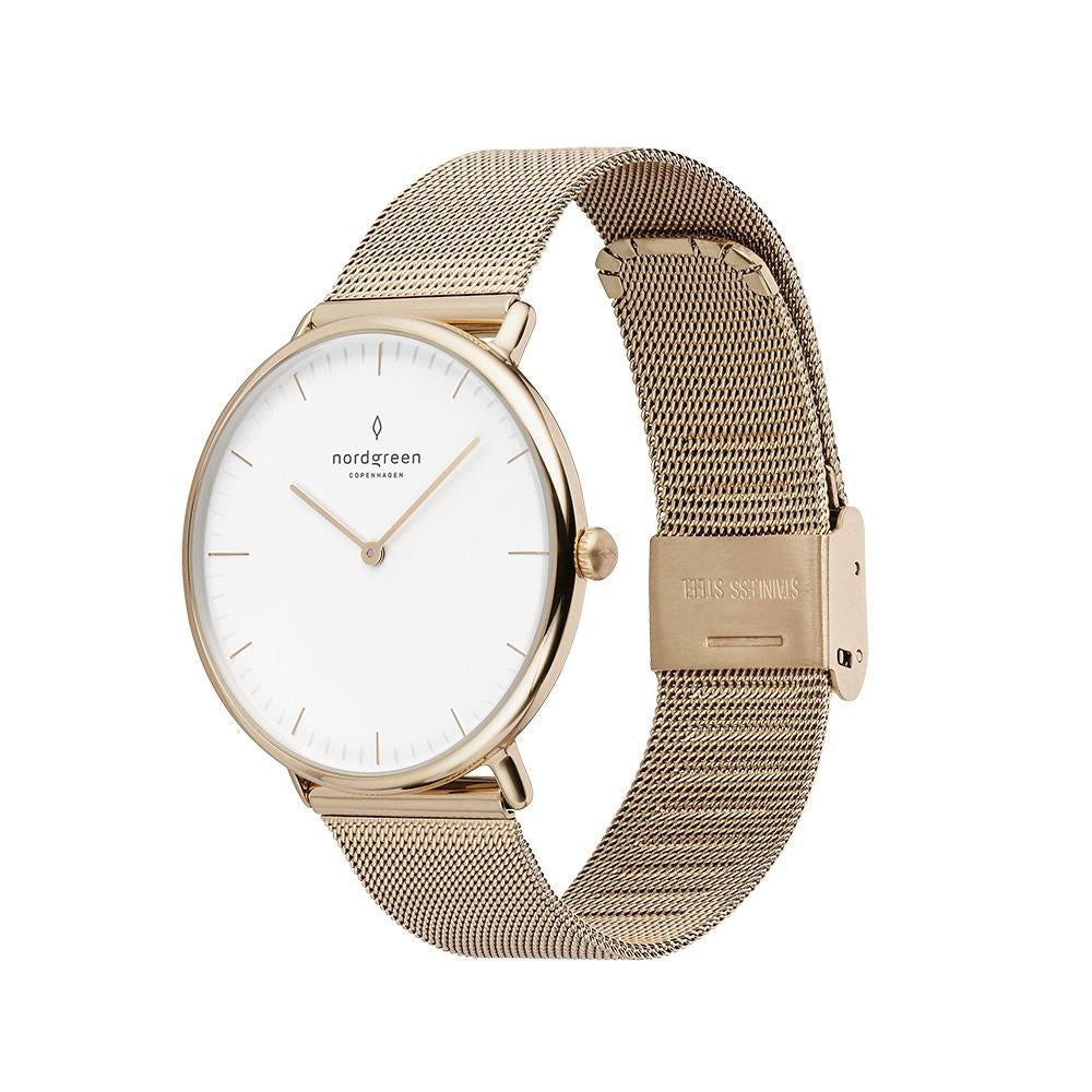 Nordgreen Native Gold Mesh 40mm Gold Case Watch - Image 4