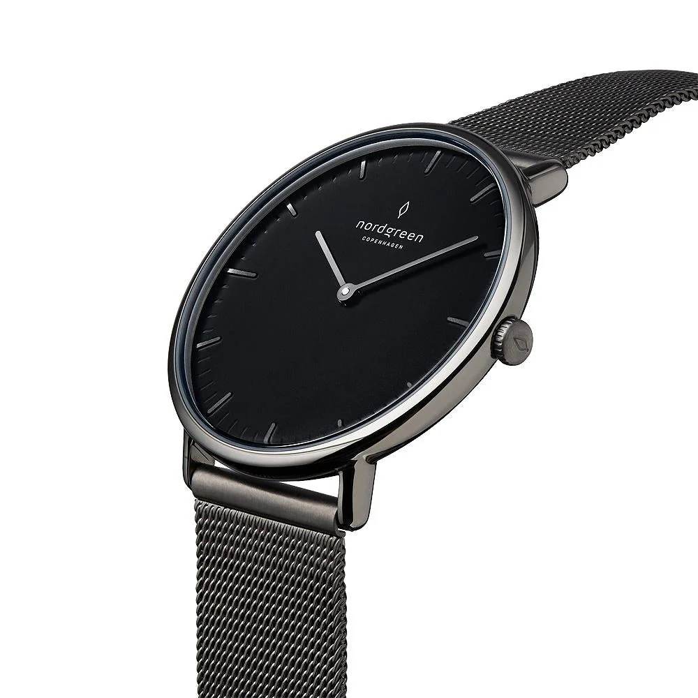 Nordgreen Native Gun Metal Mesh 36mm Gun Metal Case Watch - Image 3